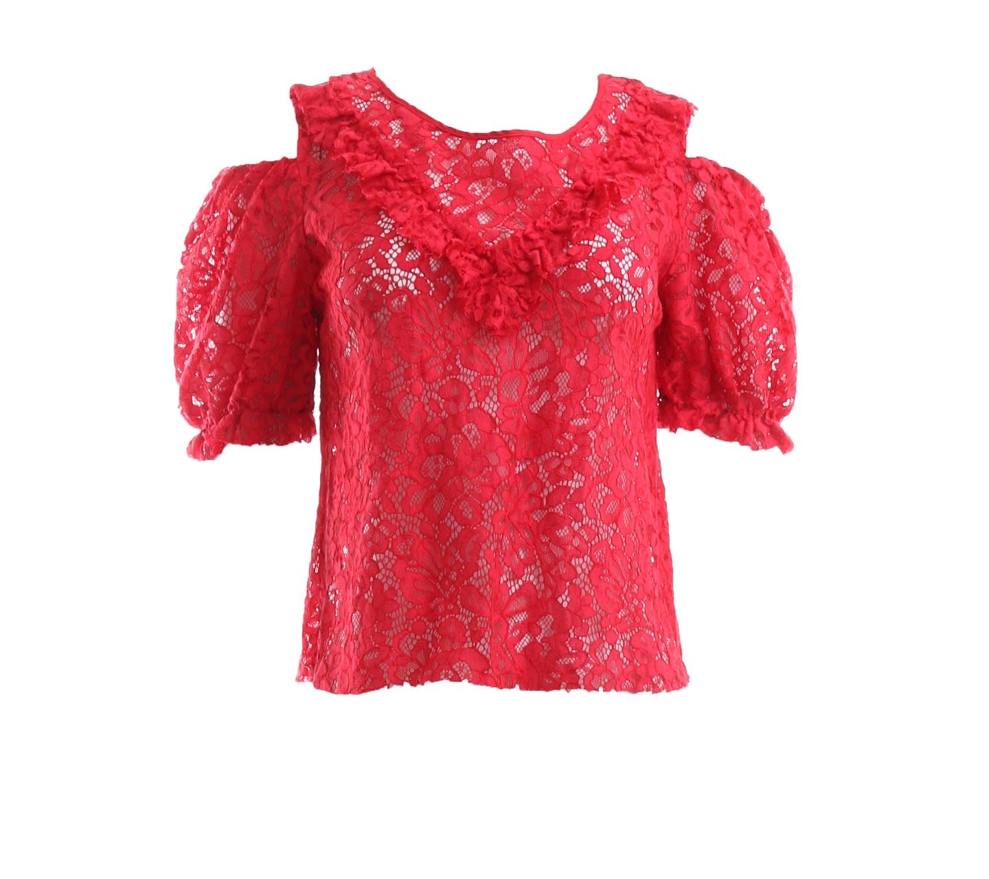 Zara Red Lace Cold Shoulder Blouse