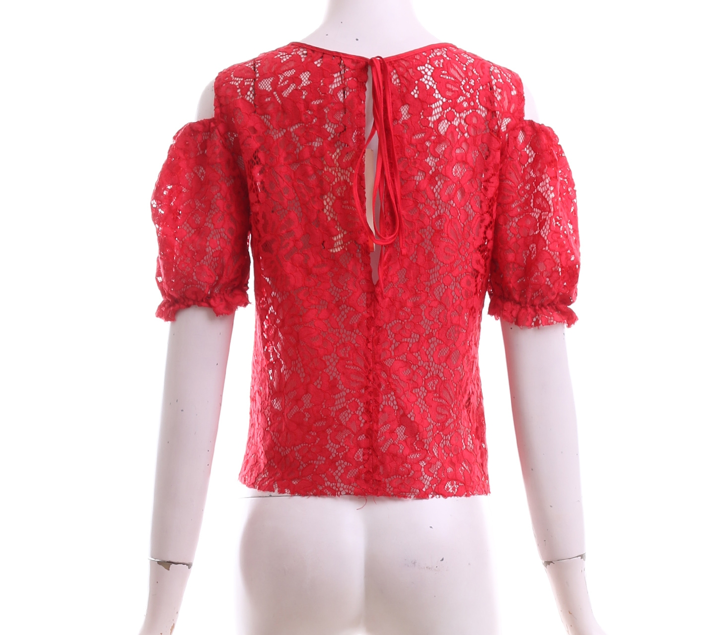 Zara Red Lace Cold Shoulder Blouse