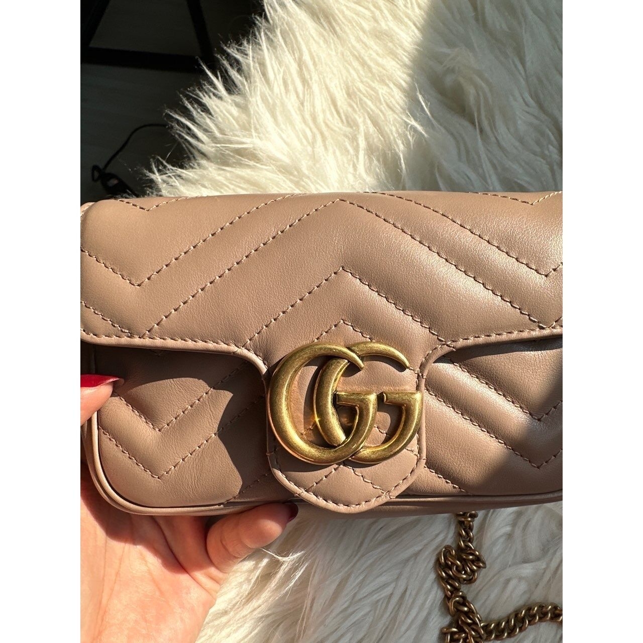 Gucci Marmont Supermini Pink Rose Sling Bag