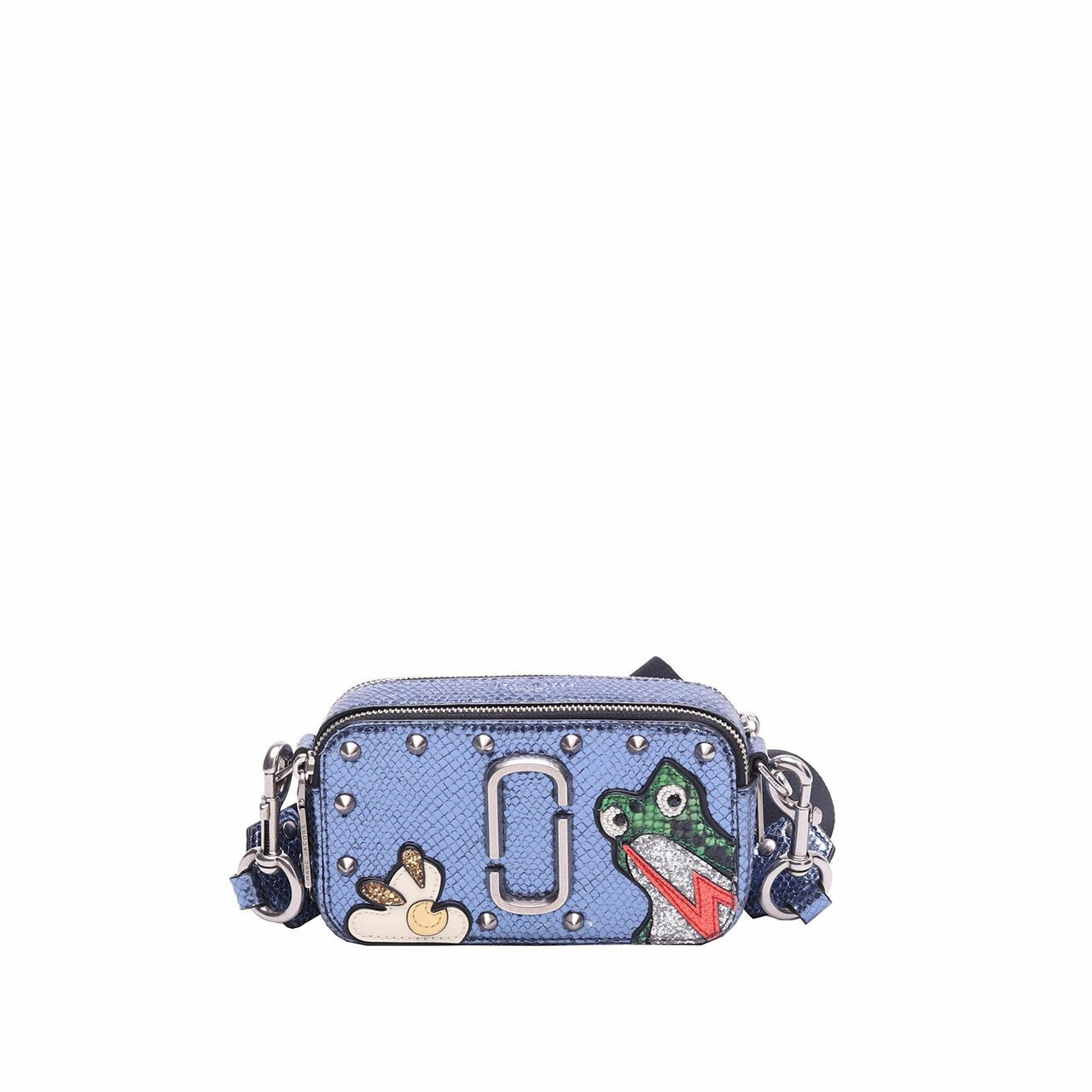 Marc Jacobs Navy lue MetallicLeather Frog Snapshot Camera Sling Bag