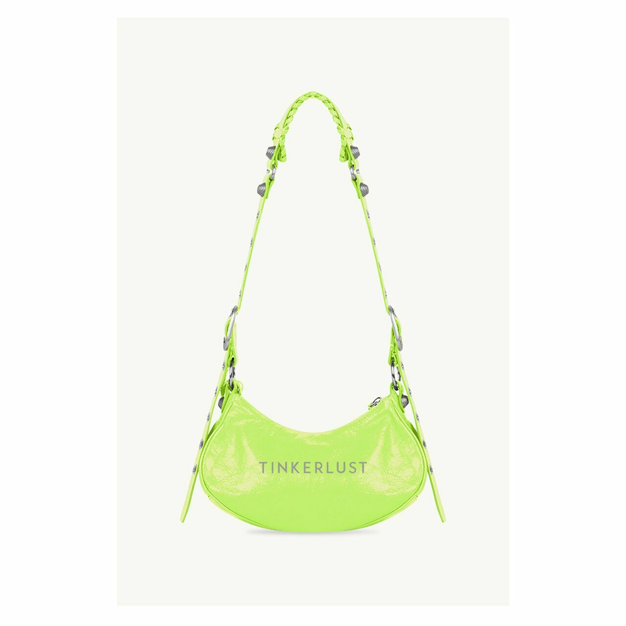 BALENCIAGA Le Cagole XS Shoulder Bag in Neon Yellow Arena Lambskin SHW