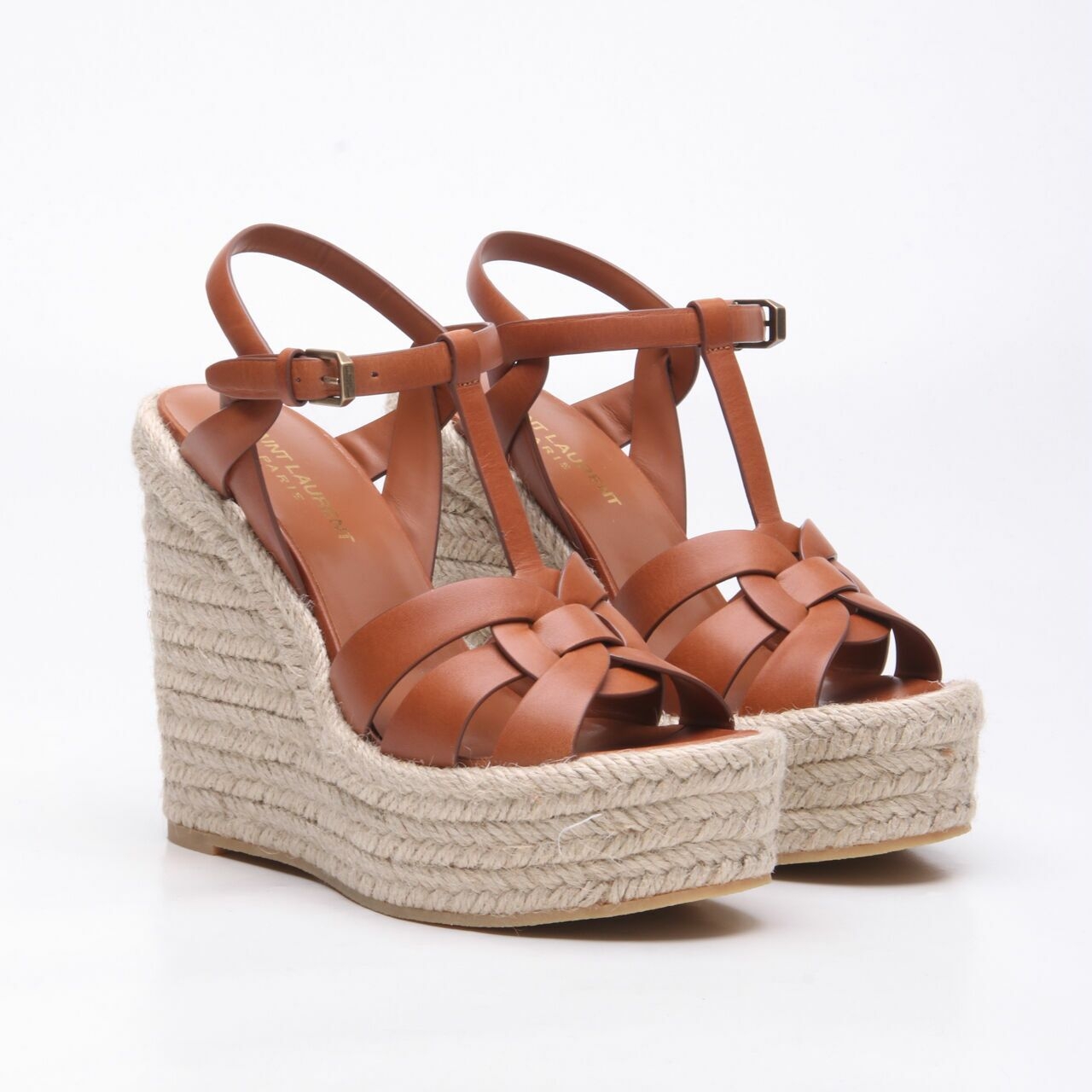 Saint Laurent Tribute Espa Brown Wedges 