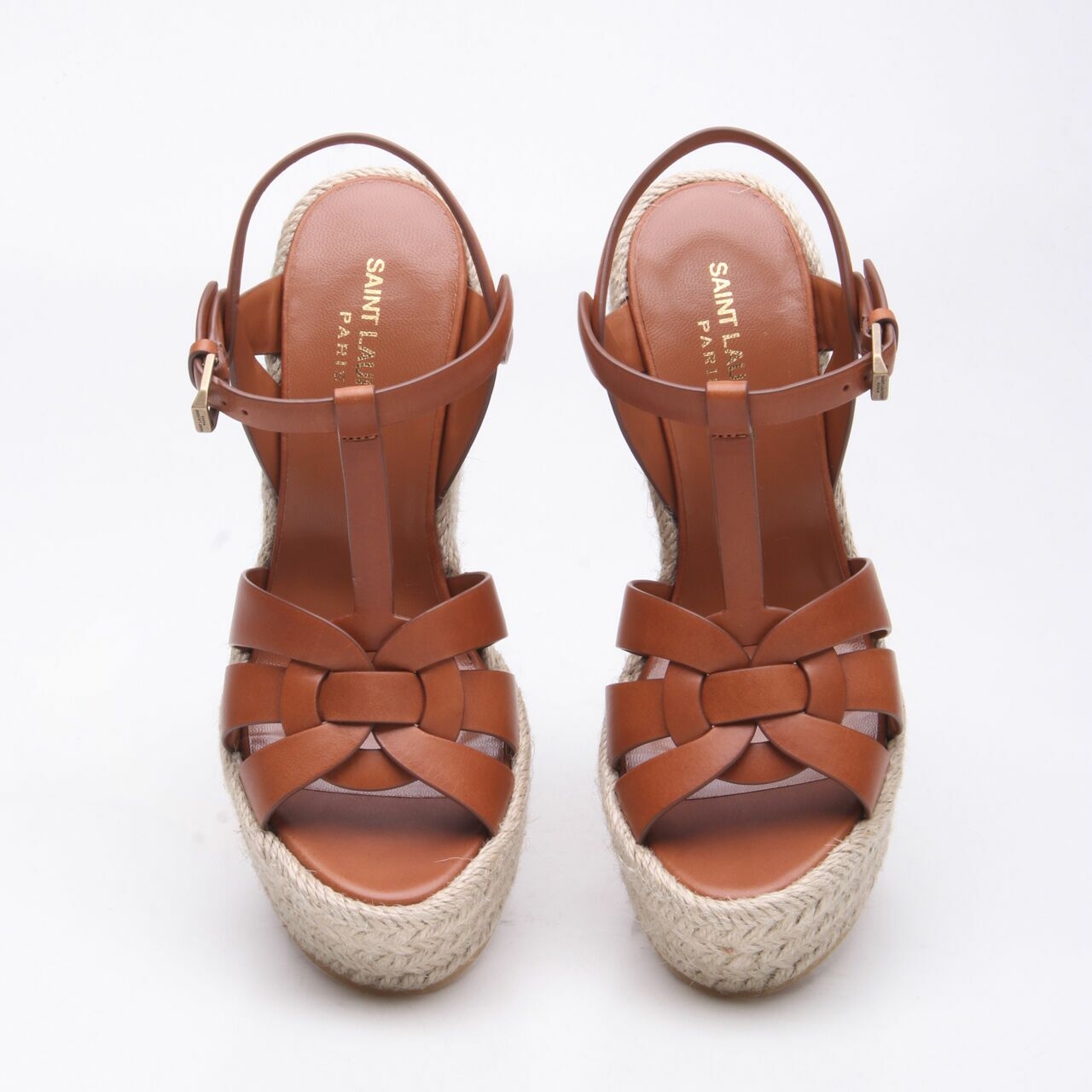 Saint Laurent Tribute Espa Brown Wedges 