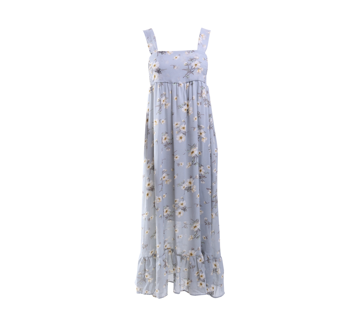 Light Blue Floral Long Dress