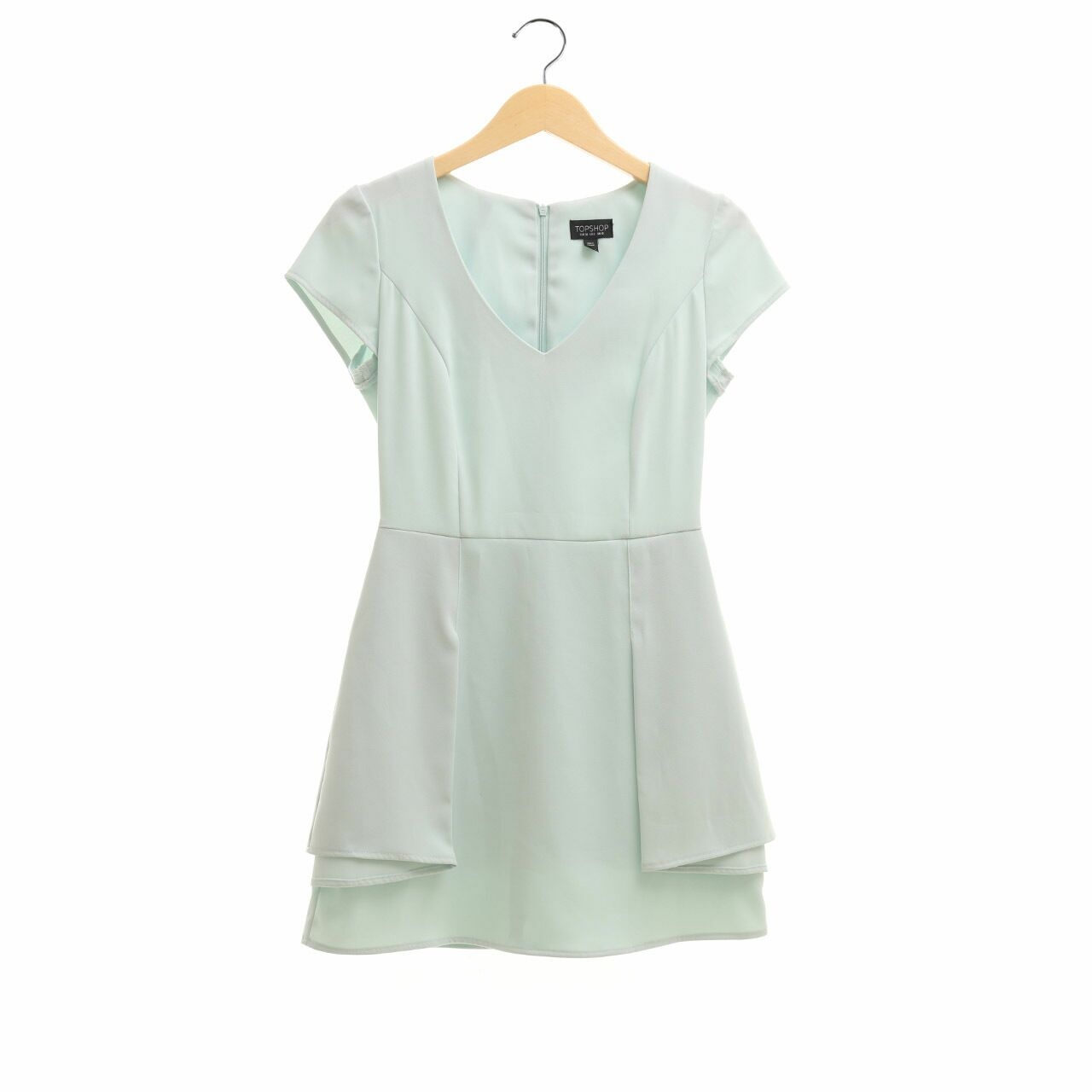 Topshop Mint V-Neck Mini Dress