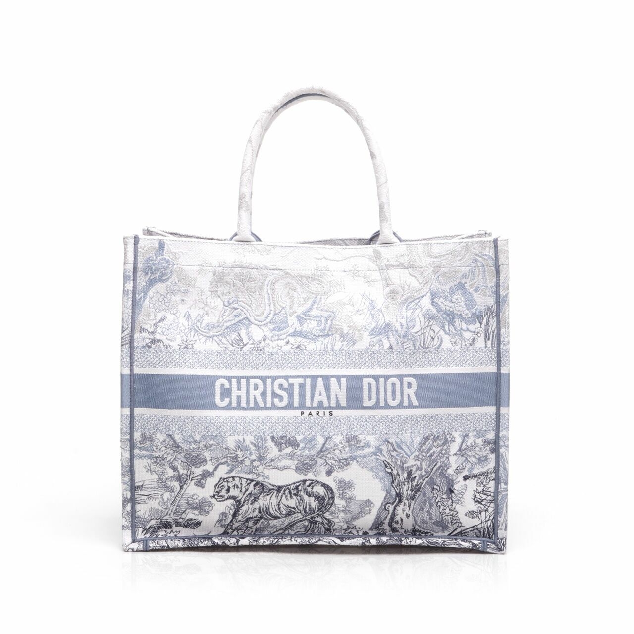 Christian Dior Book Tote Bag Large Dioriviera Toile De Jouy Gray