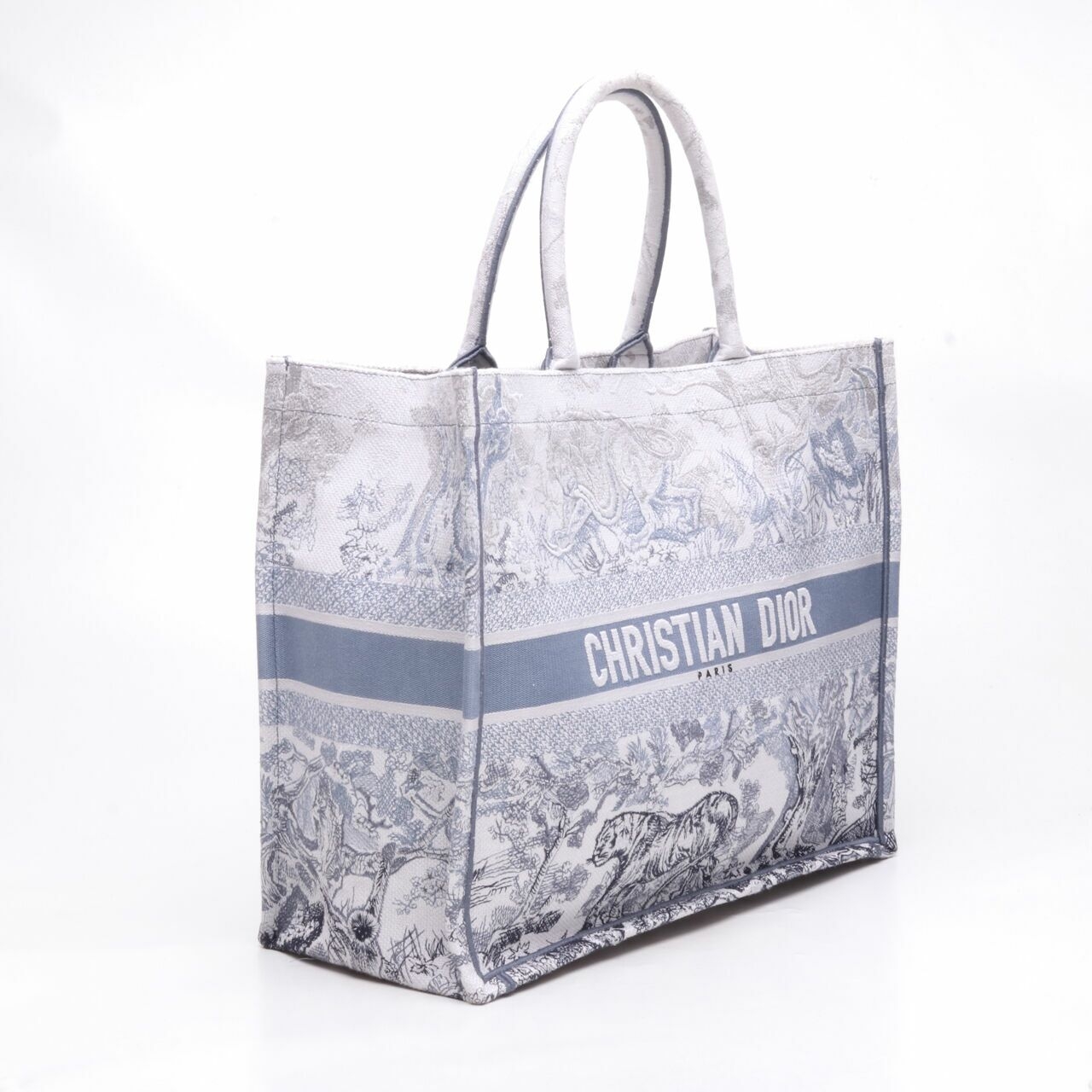 Christian Dior Book Tote Bag Large Dioriviera Toile De Jouy Gray