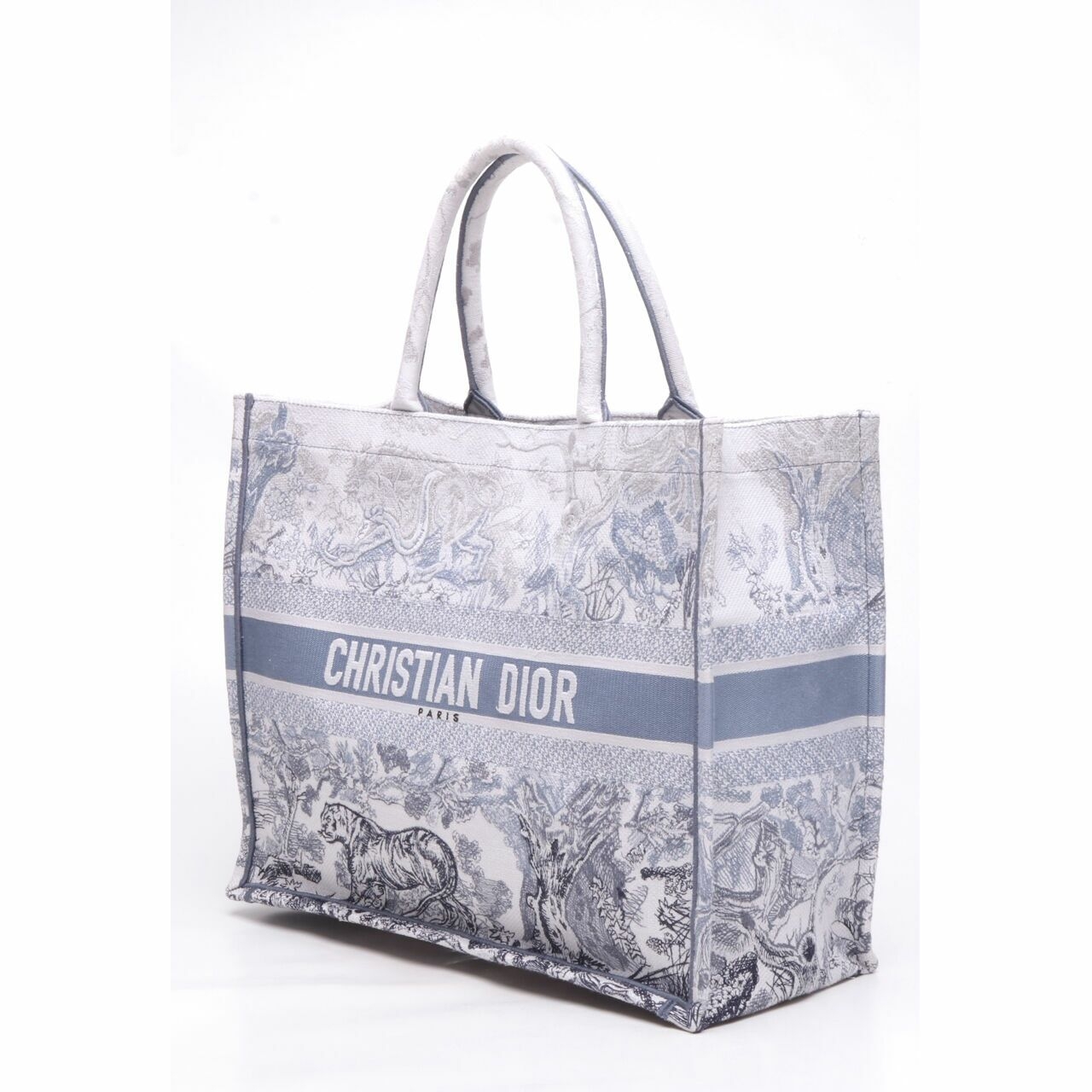 Christian Dior Book Tote Bag Large Dioriviera Toile De Jouy Gray