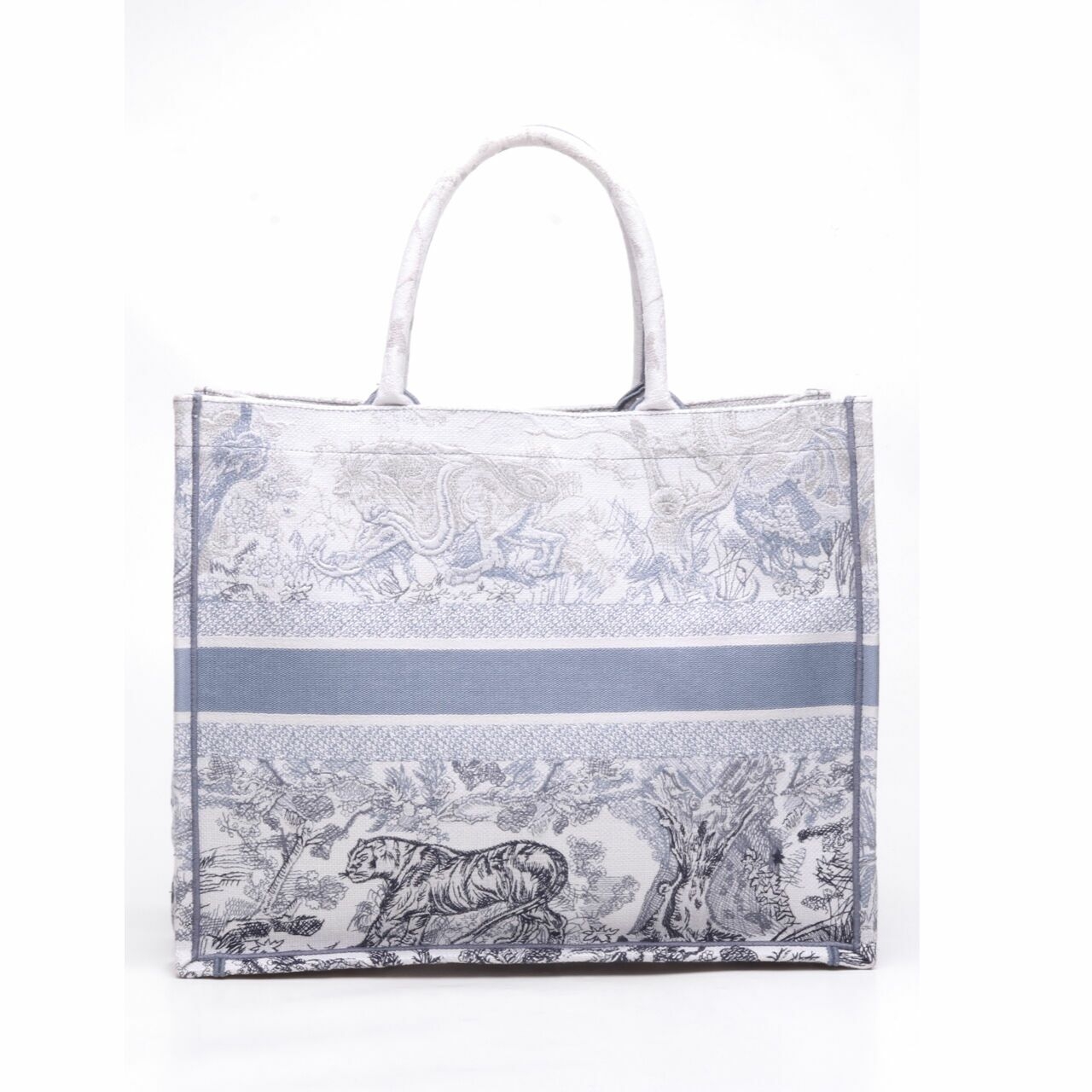 Christian Dior Book Tote Bag Large Dioriviera Toile De Jouy Gray