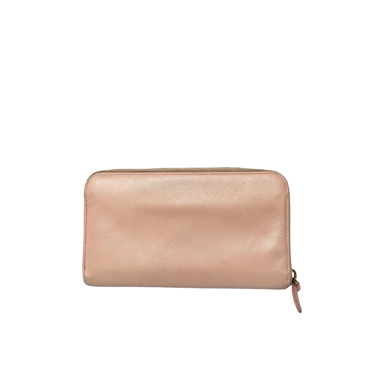 Prada Salmon Pink Saffiano Leather Bow Leather Zipper Wallet