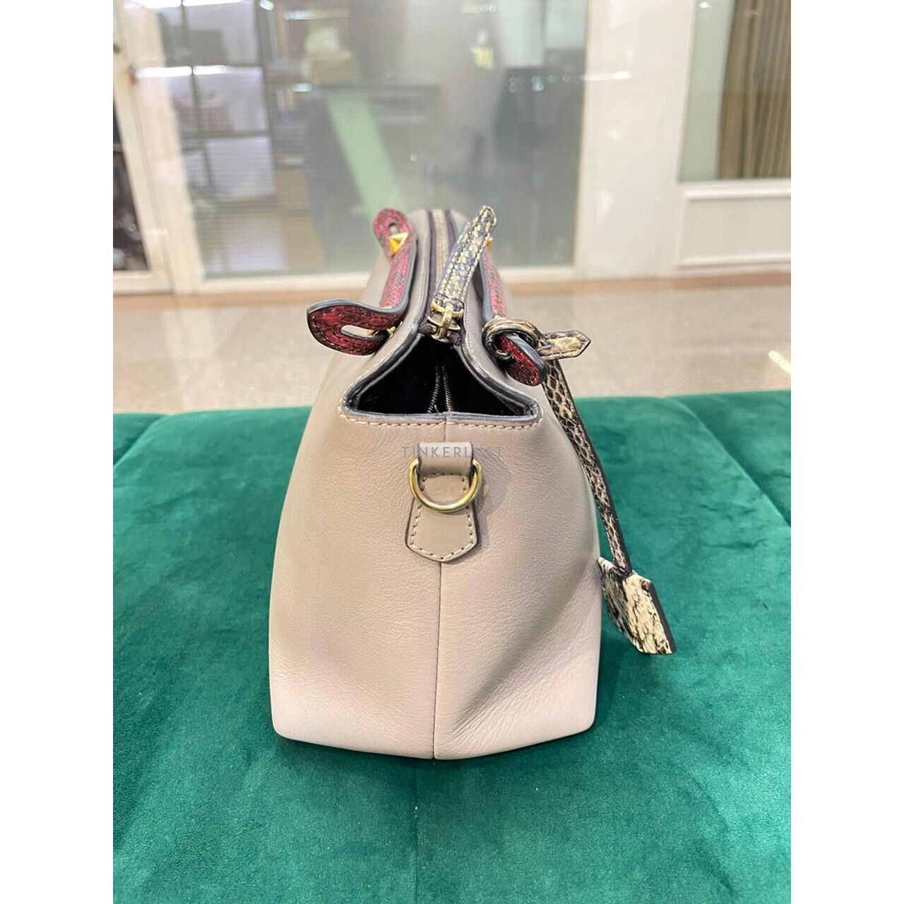 Fendi BTW Medium Tortora Python Handle GHW 2018 Satchel Bag