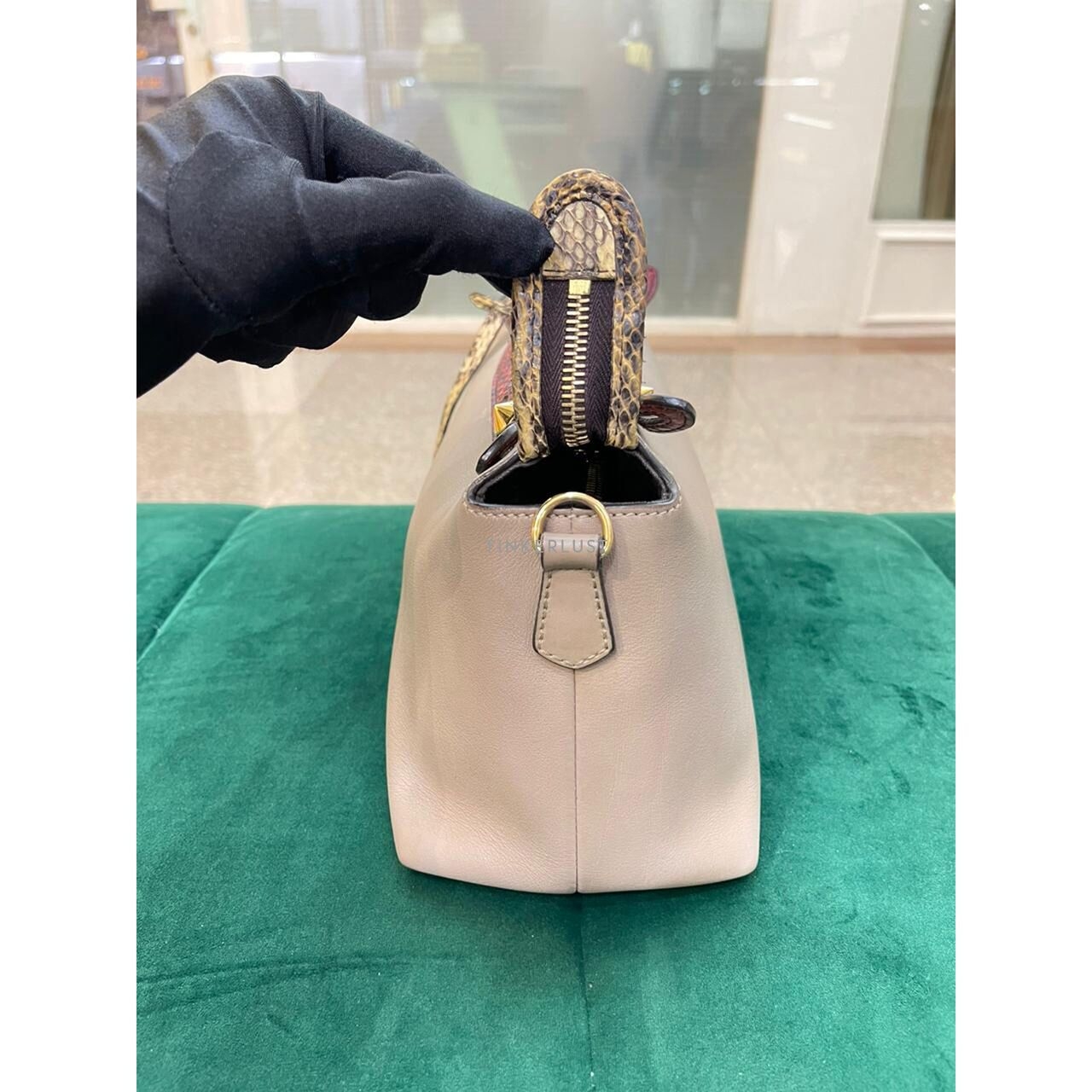 Fendi BTW Medium Tortora Python Handle GHW 2018 Satchel Bag