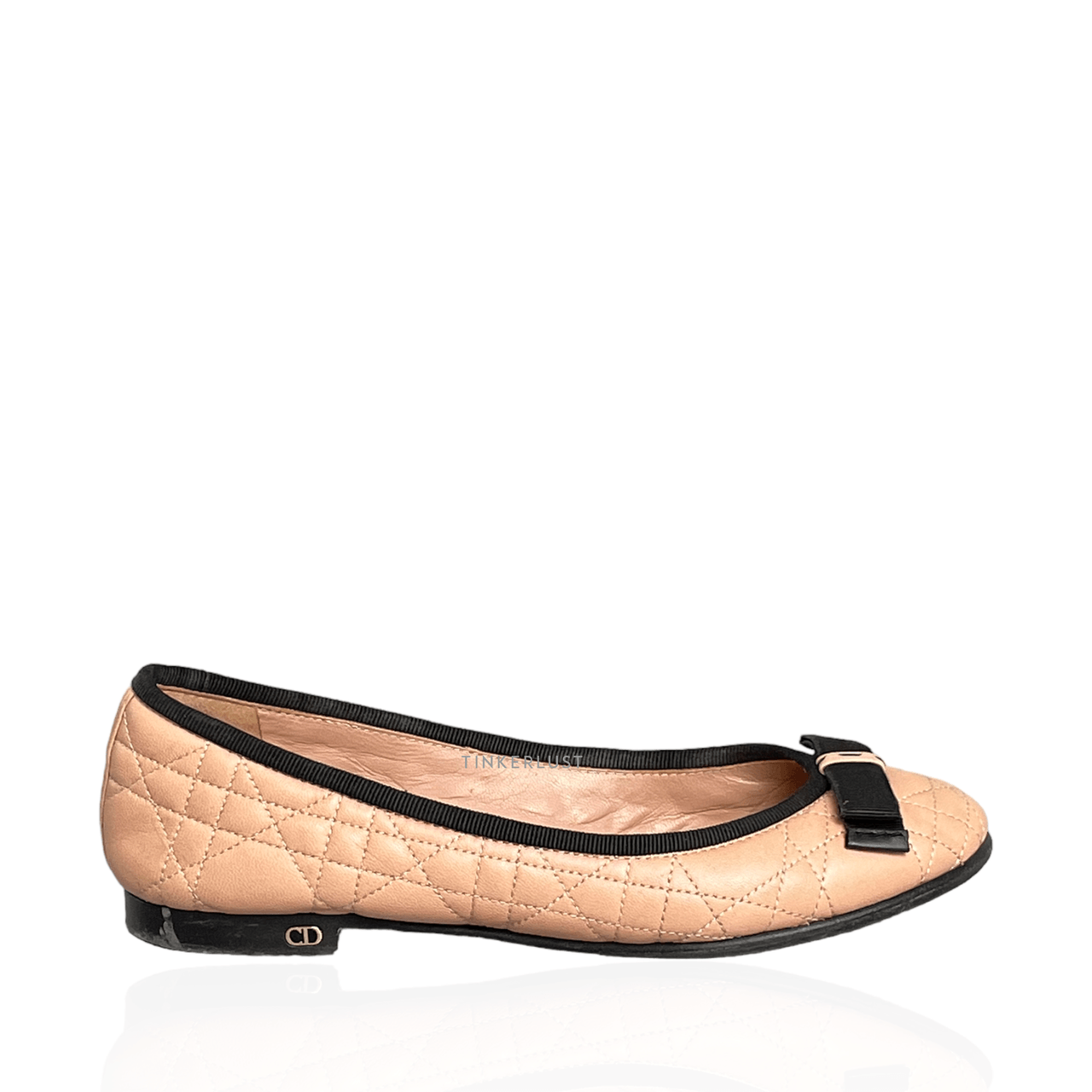 Christian Dior Ballerina Blush Pink Quilted Cannage Leather Flats	