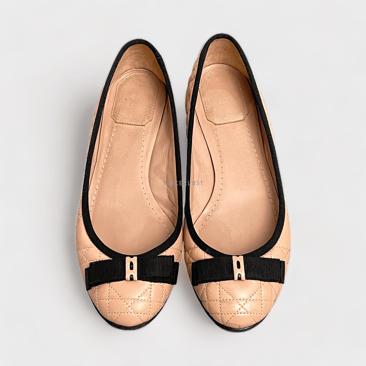 Christian Dior Ballerina Blush Pink Quilted Cannage Leather Flats	