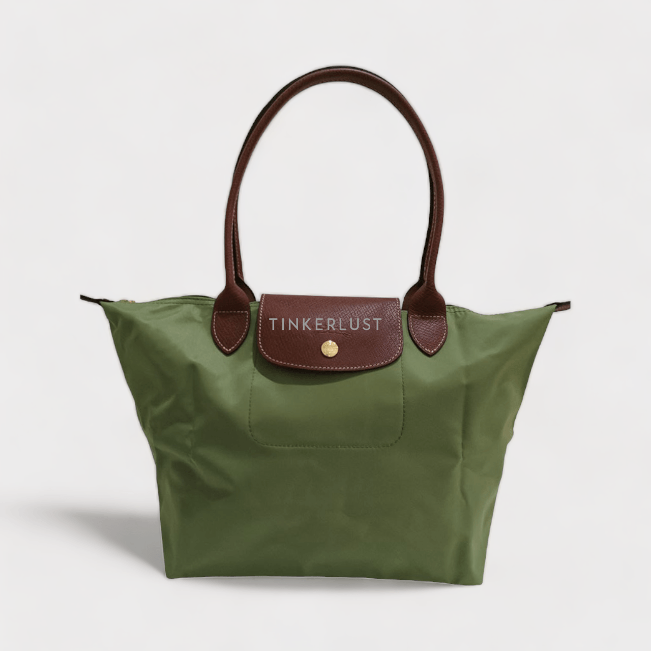 Longchamp Classic SLH Small Long Handle in Green & Brown Tote Bag