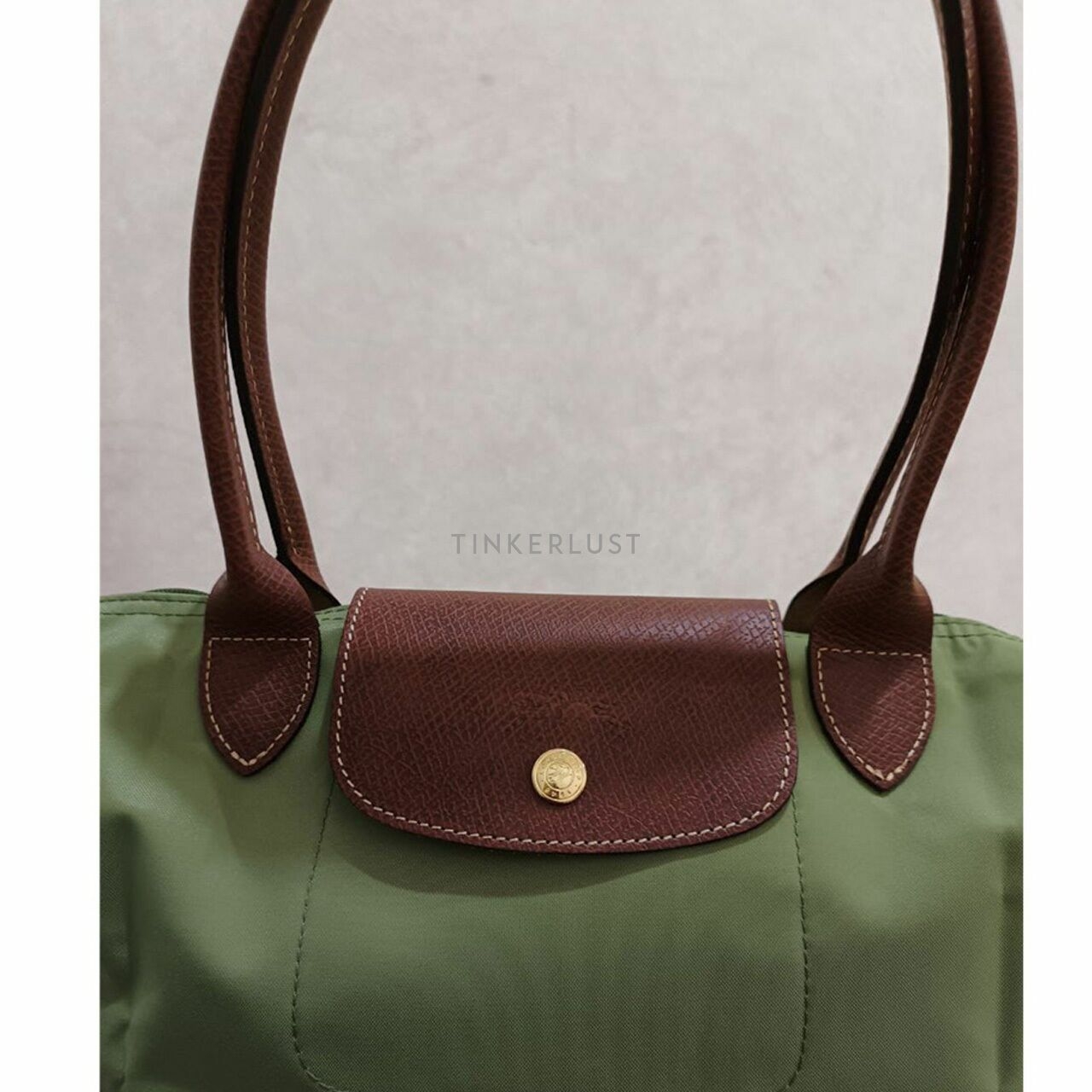 Longchamp Classic SLH Small Long Handle in Green & Brown Tote Bag