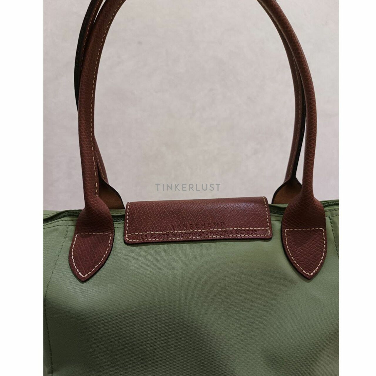 Longchamp Classic SLH Small Long Handle in Green & Brown Tote Bag