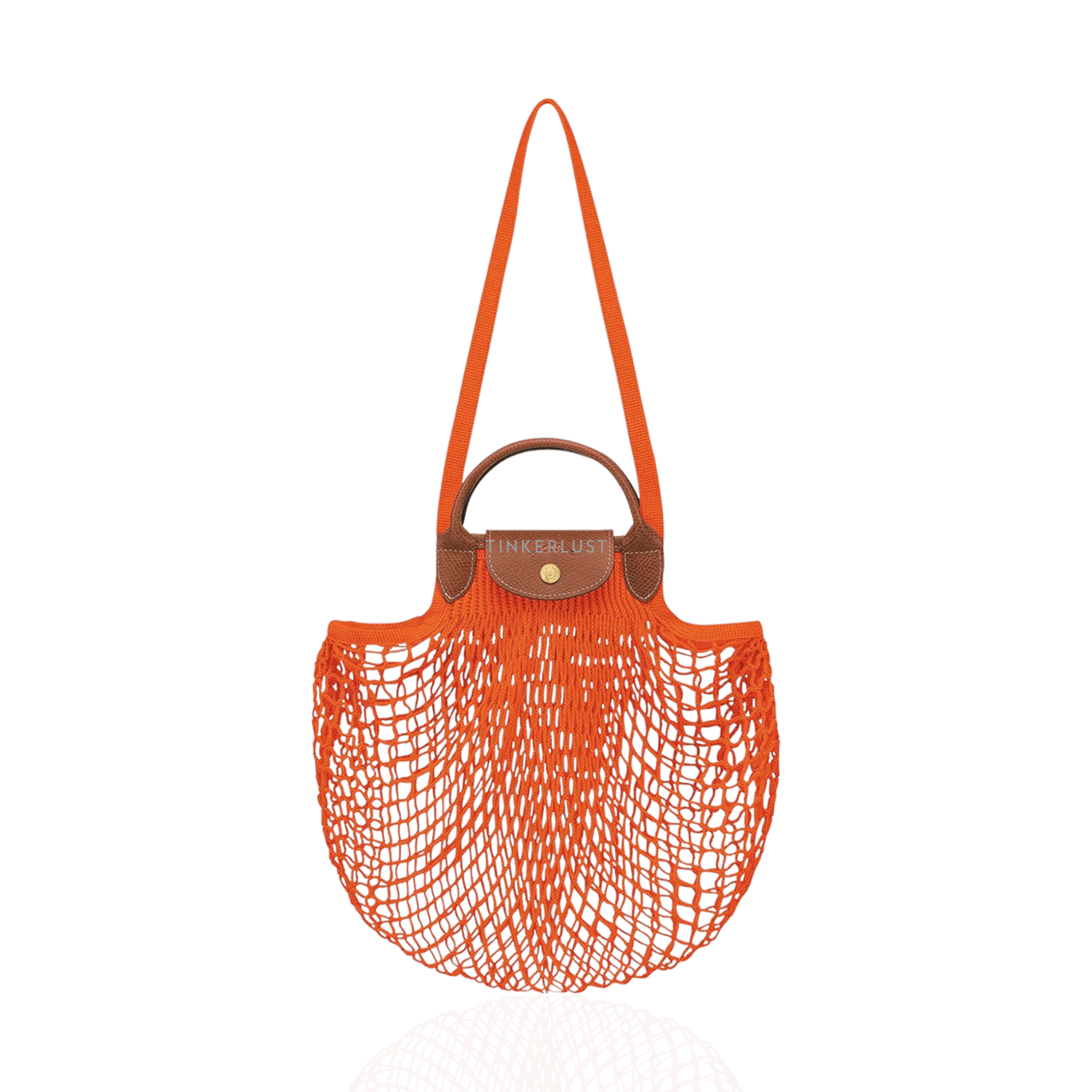 Longchamp Large Le Pliage Filet Top-Handle Orange Sling Bag