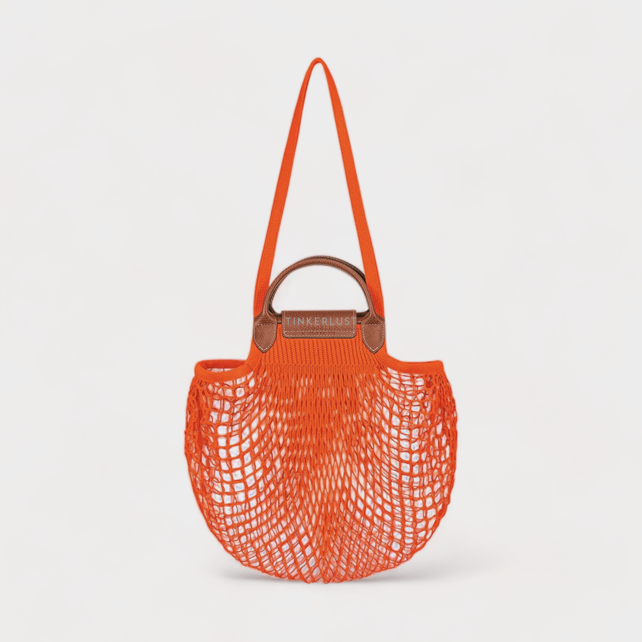 Longchamp Large Le Pliage Filet Top-Handle Orange Sling Bag