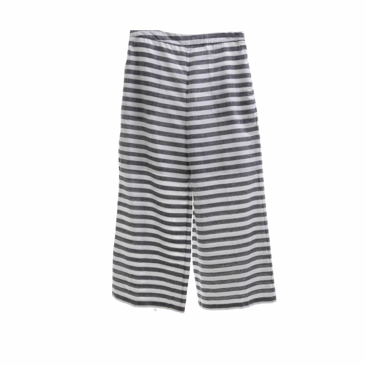 Cotton Ink Grey & White Striped Trousers