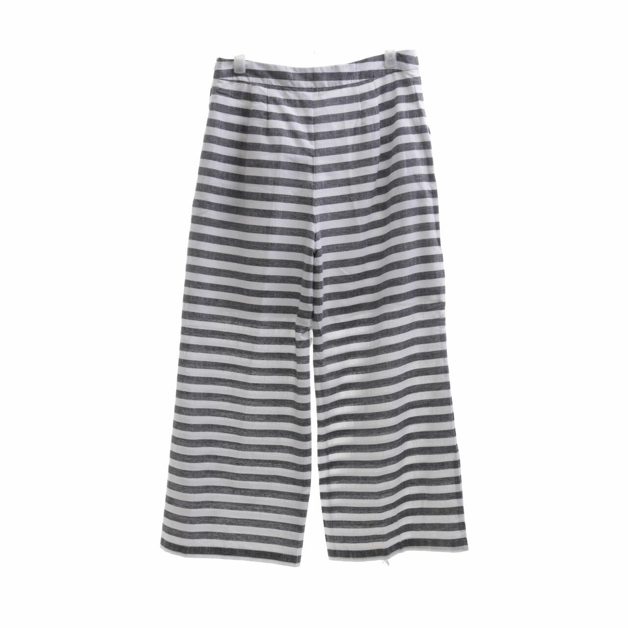 Cotton Ink Grey & White Striped Trousers