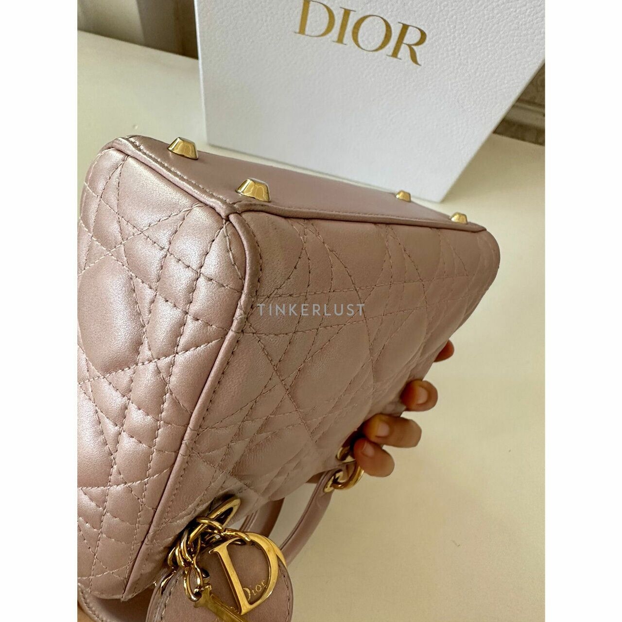 Christian Dior Lady Dior Mini Lotus GHW 2017 Satchel