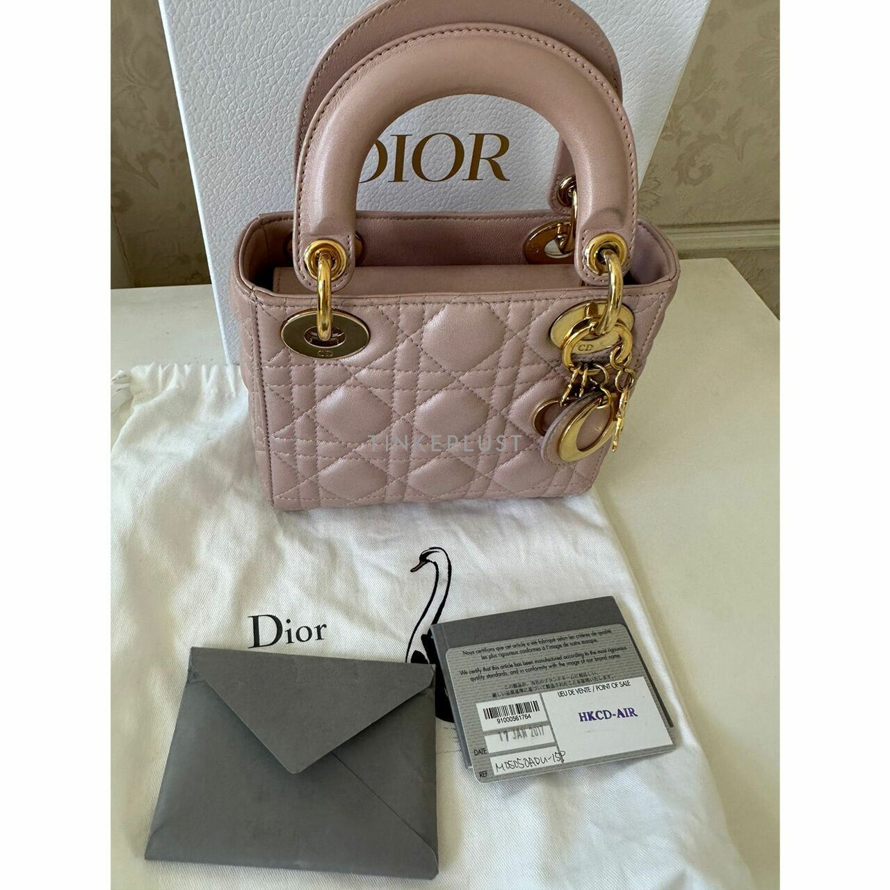 Christian Dior Lady Dior Mini Lotus GHW 2017 Satchel