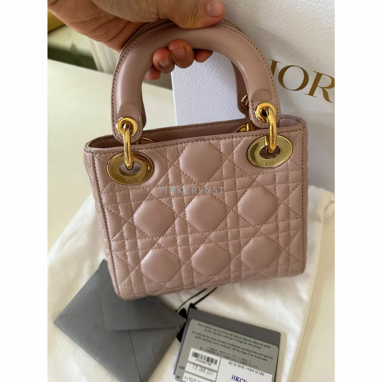 Christian Dior Lady Dior Mini Lotus GHW 2017 Satchel