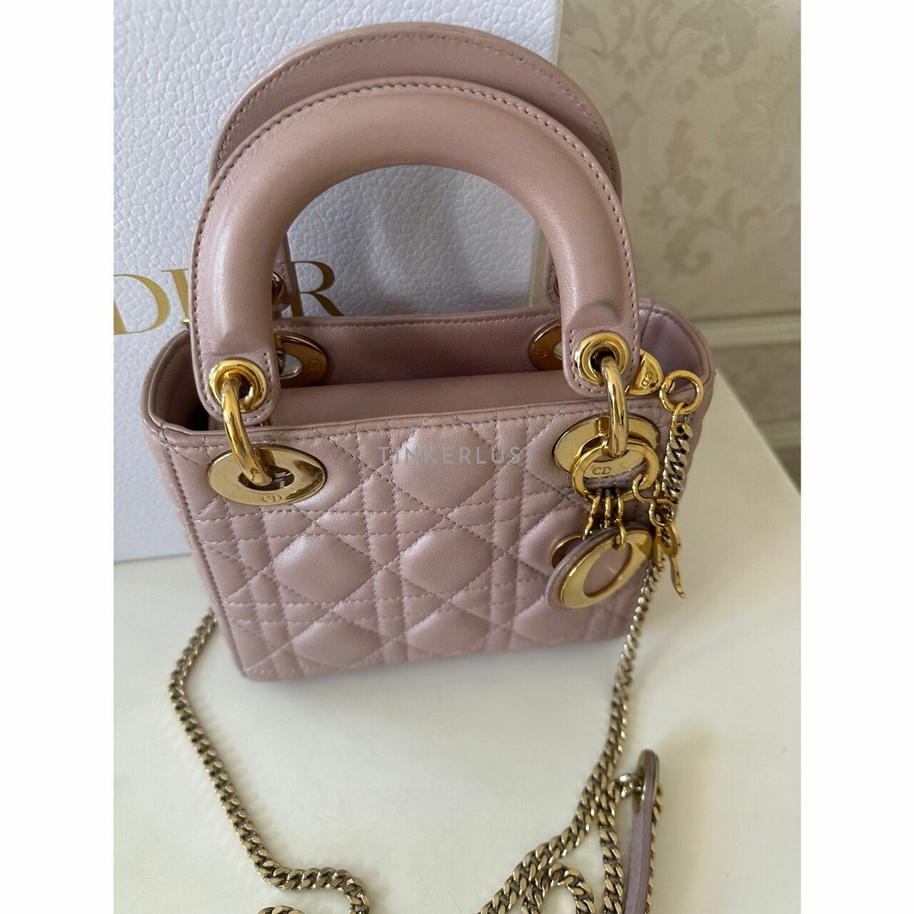 Christian Dior Lady Dior Mini Lotus GHW 2017 Satchel