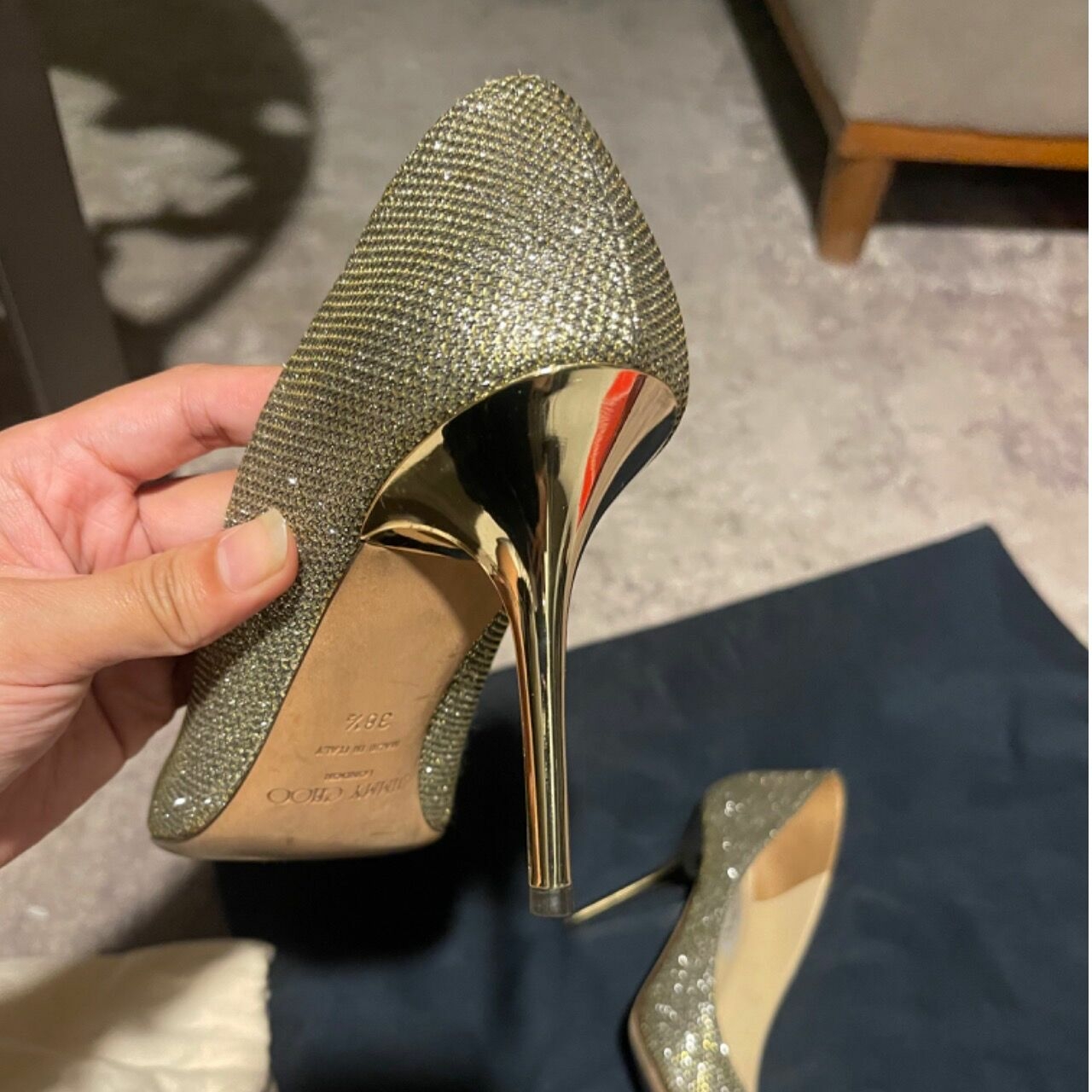 Jimmy Choo Romy Metallic 100mm Gold