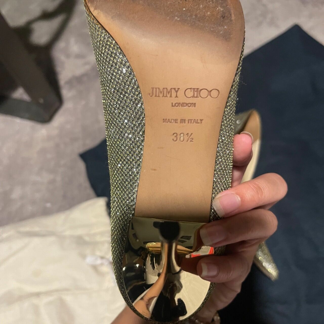 Jimmy Choo Romy Metallic 100mm Gold