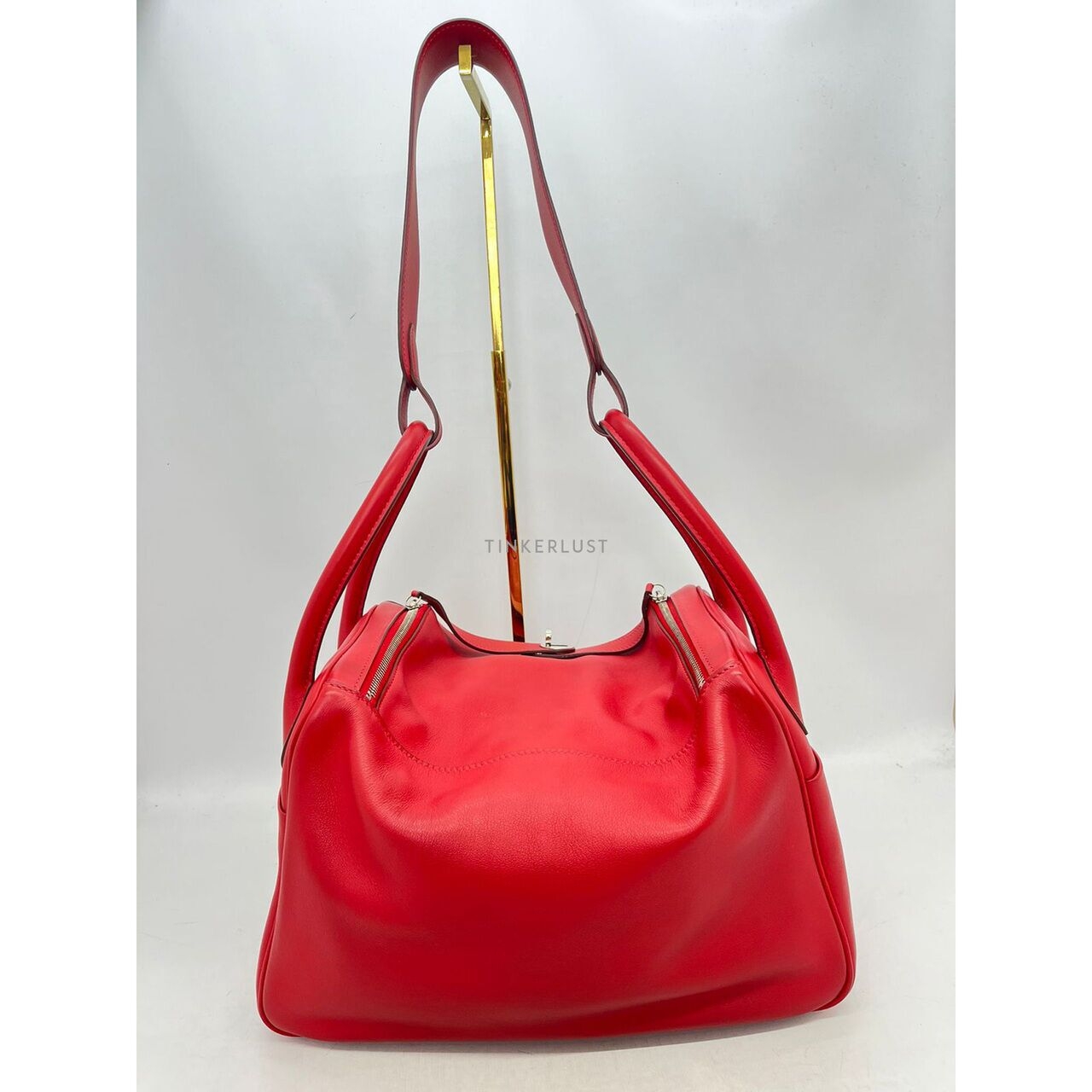 Hermes Lindy 34 Swift Red PHW #P Shoulder Bag