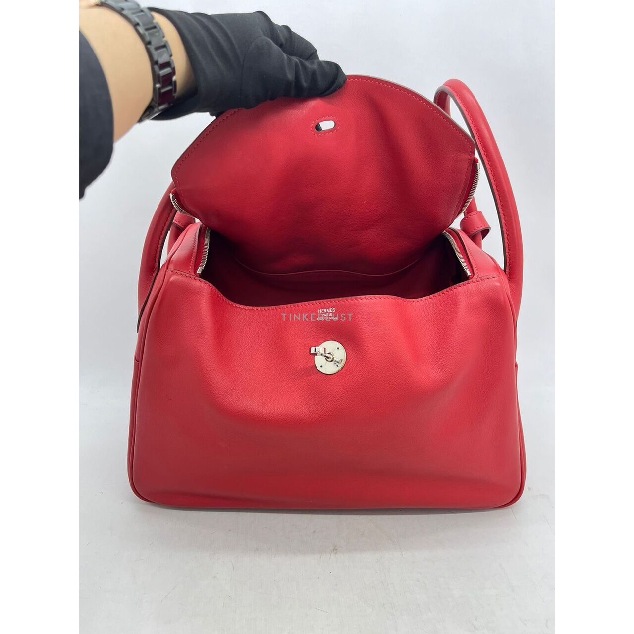 Hermes Lindy 34 Swift Red PHW #P Shoulder Bag