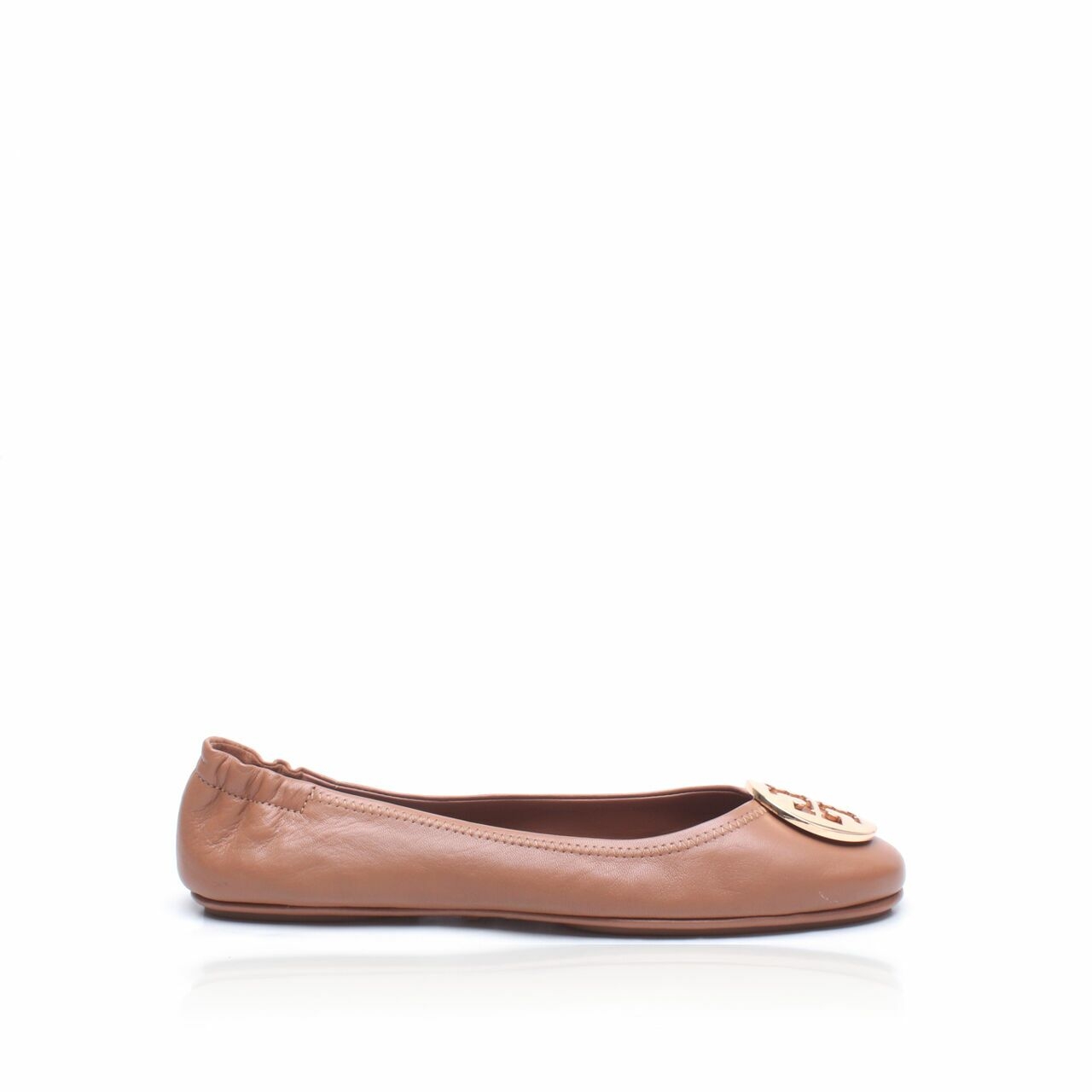 Tory Burch Minnie Travel Ballerina in Royal Tan GHW Flats