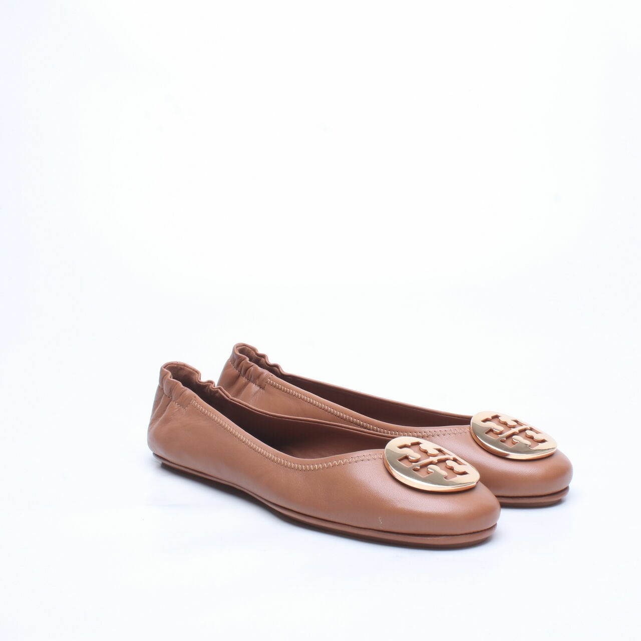 Tory Burch Minnie Travel Ballerina in Royal Tan GHW Flats