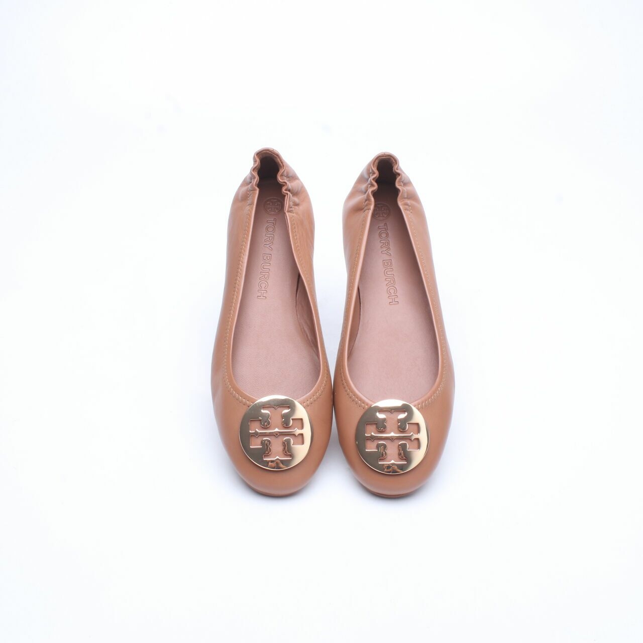 Tory Burch Minnie Travel Ballerina in Royal Tan GHW Flats