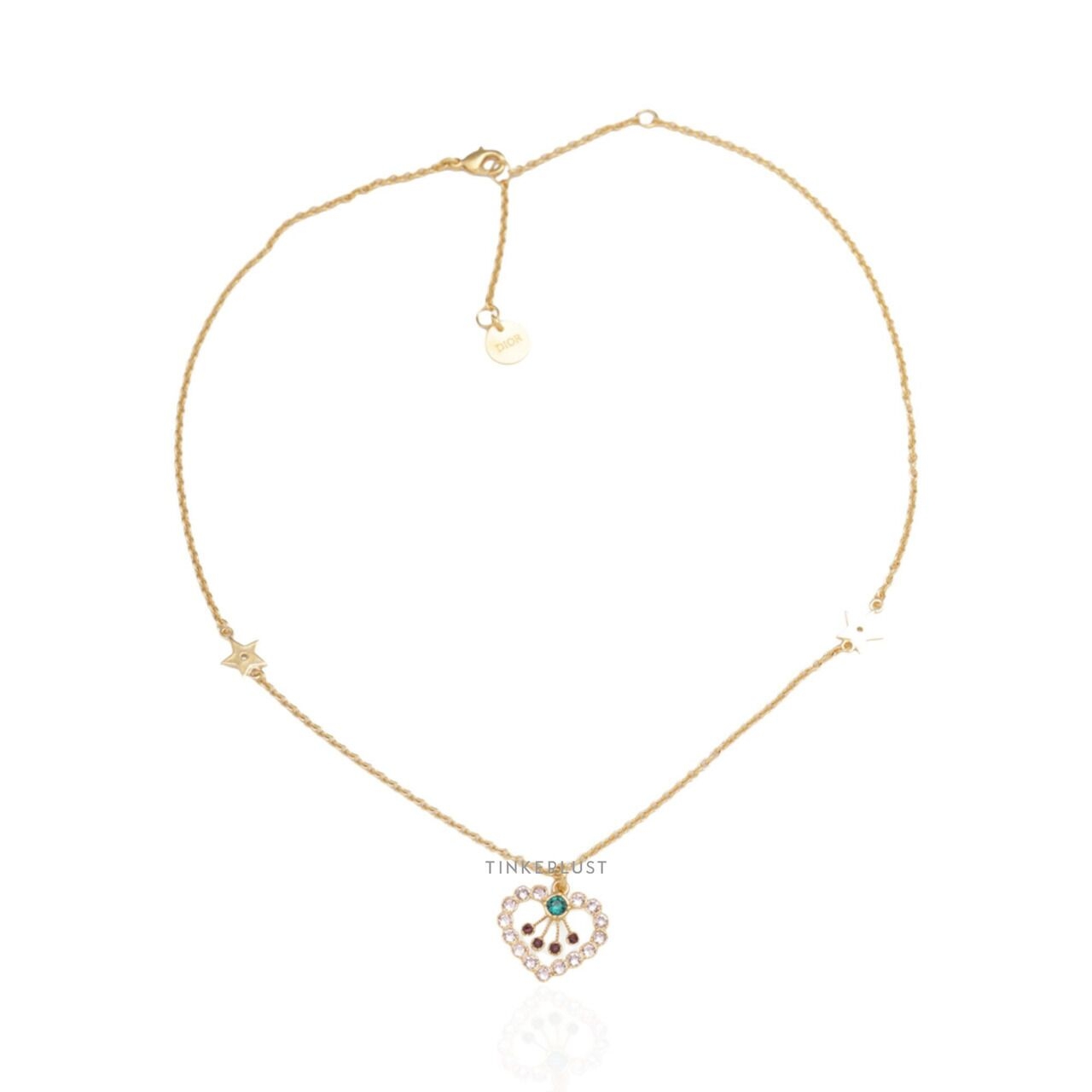 Christian Dior in Heart Lights Necklace in Gold Metal with Multicolor Crystals Jewellery