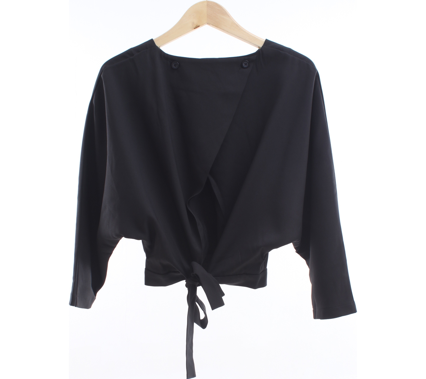 (x)sml Black Wrap Back Blouse