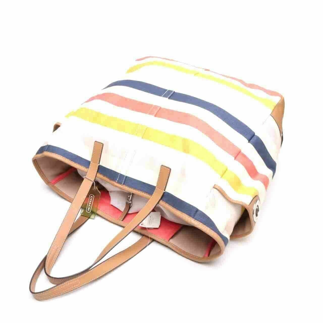 Coach Hadley Multi Stripes Canvas Tote Bag