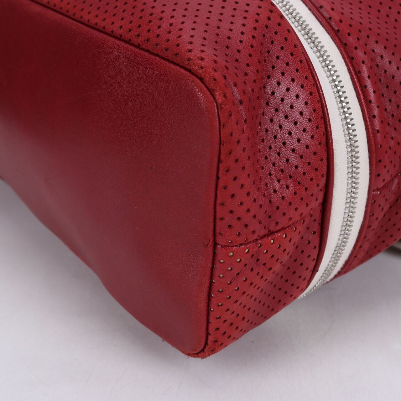 Chanel Red/White Perforated Expandable Shoulder Bag