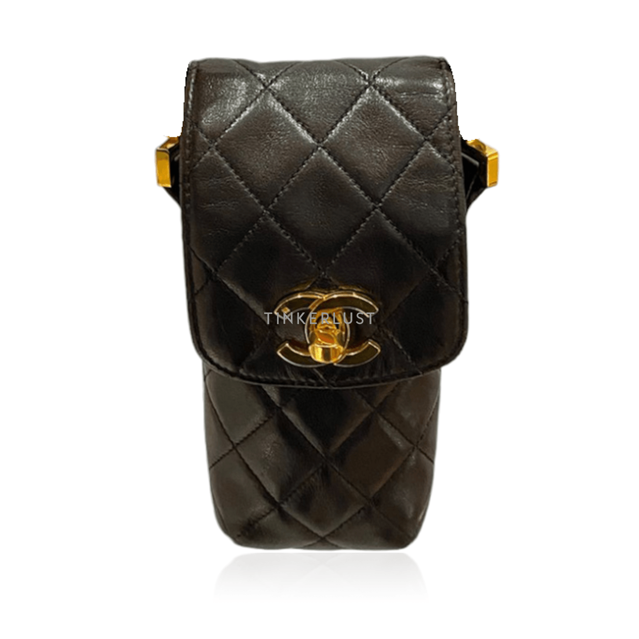 Chanel Vintage Phone Holder in Black GHW Sling Bag