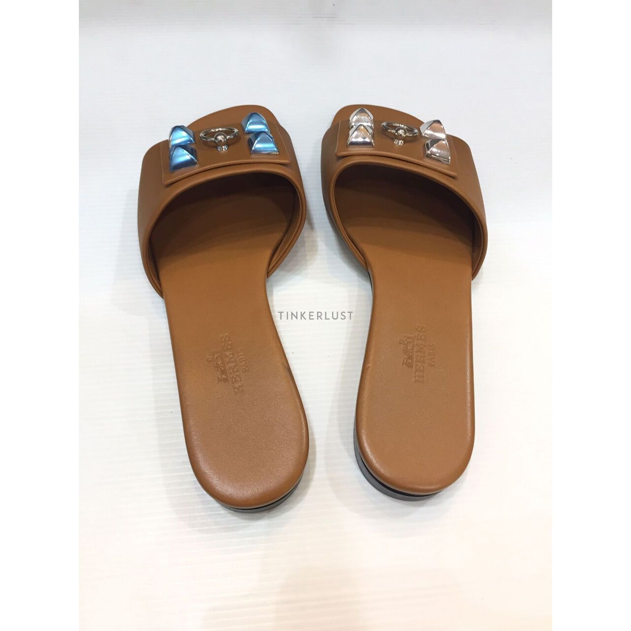 Hermes Camel Leather Gold PHW Sandals