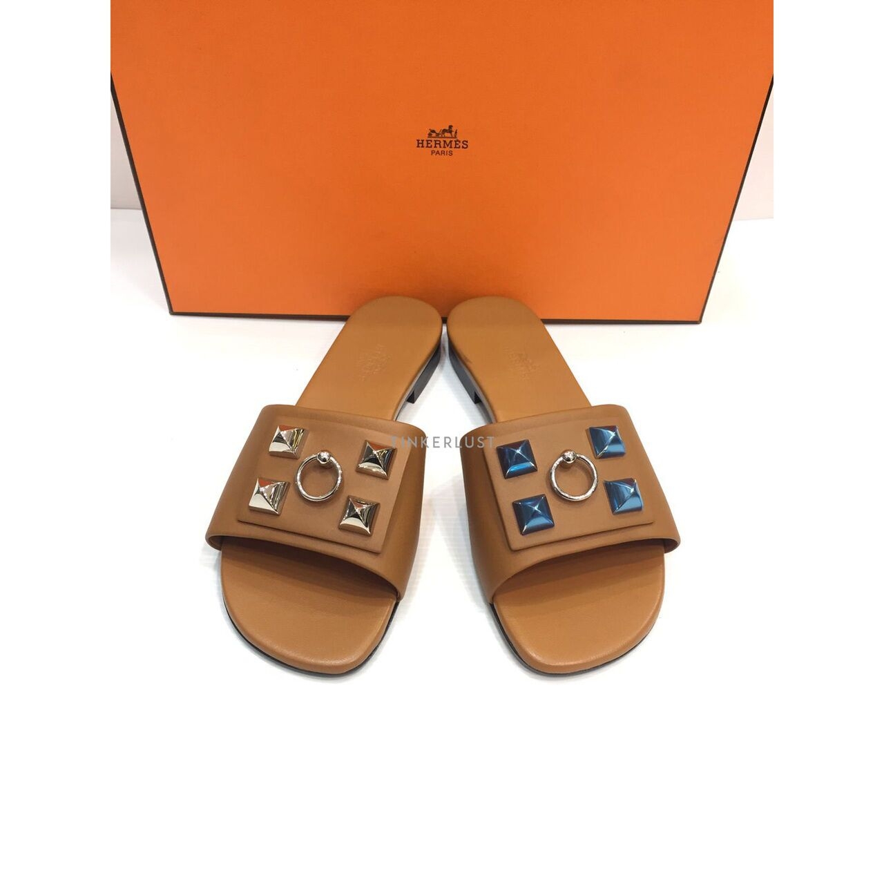 Hermes Camel Leather Gold PHW Sandals