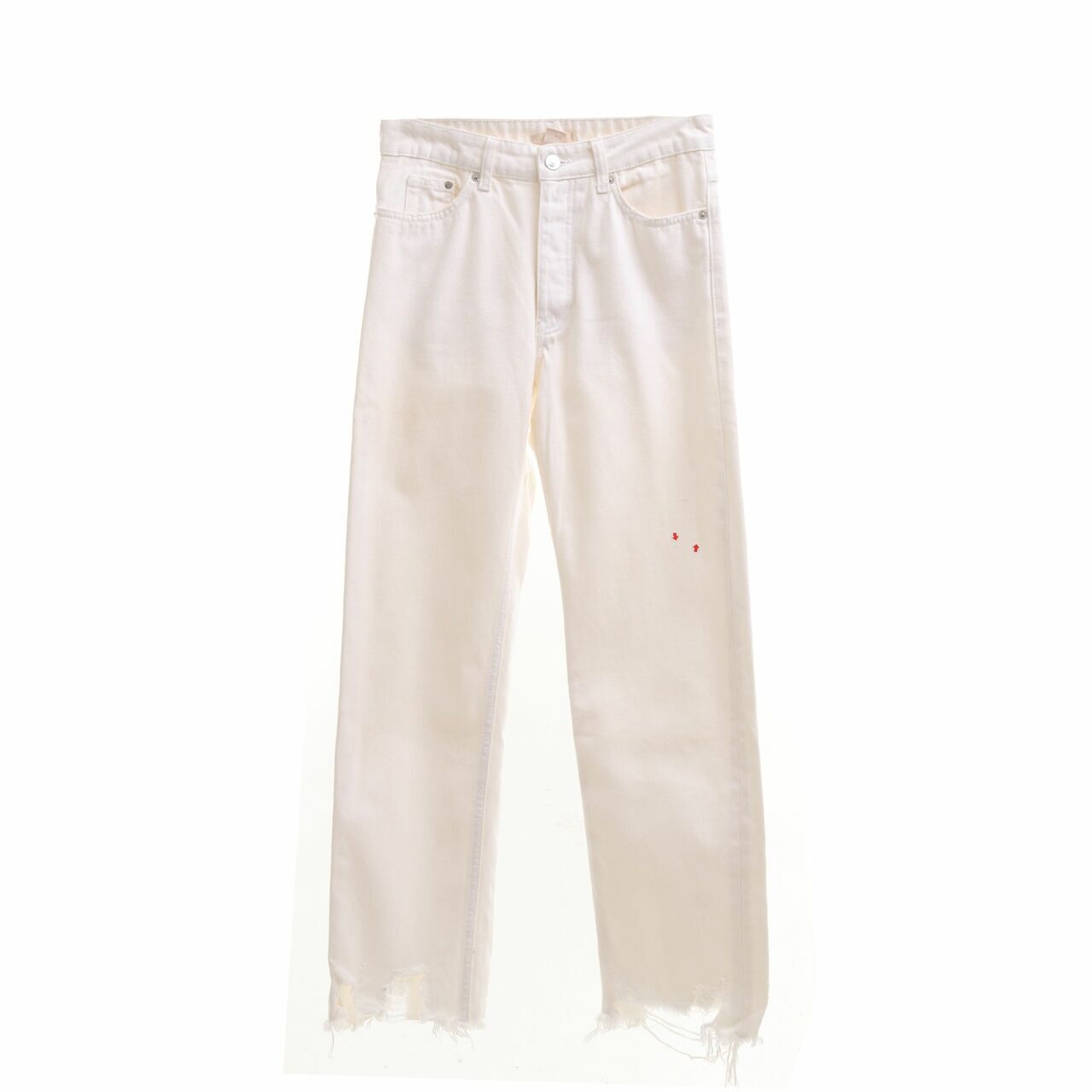 H&M Off White Ripped Long Pants