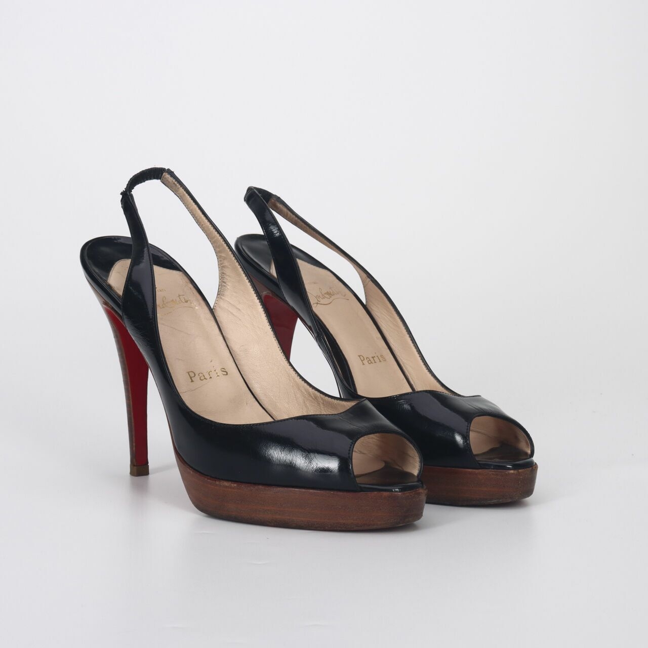 Christian Louboutin Patent Slingback Black Heels