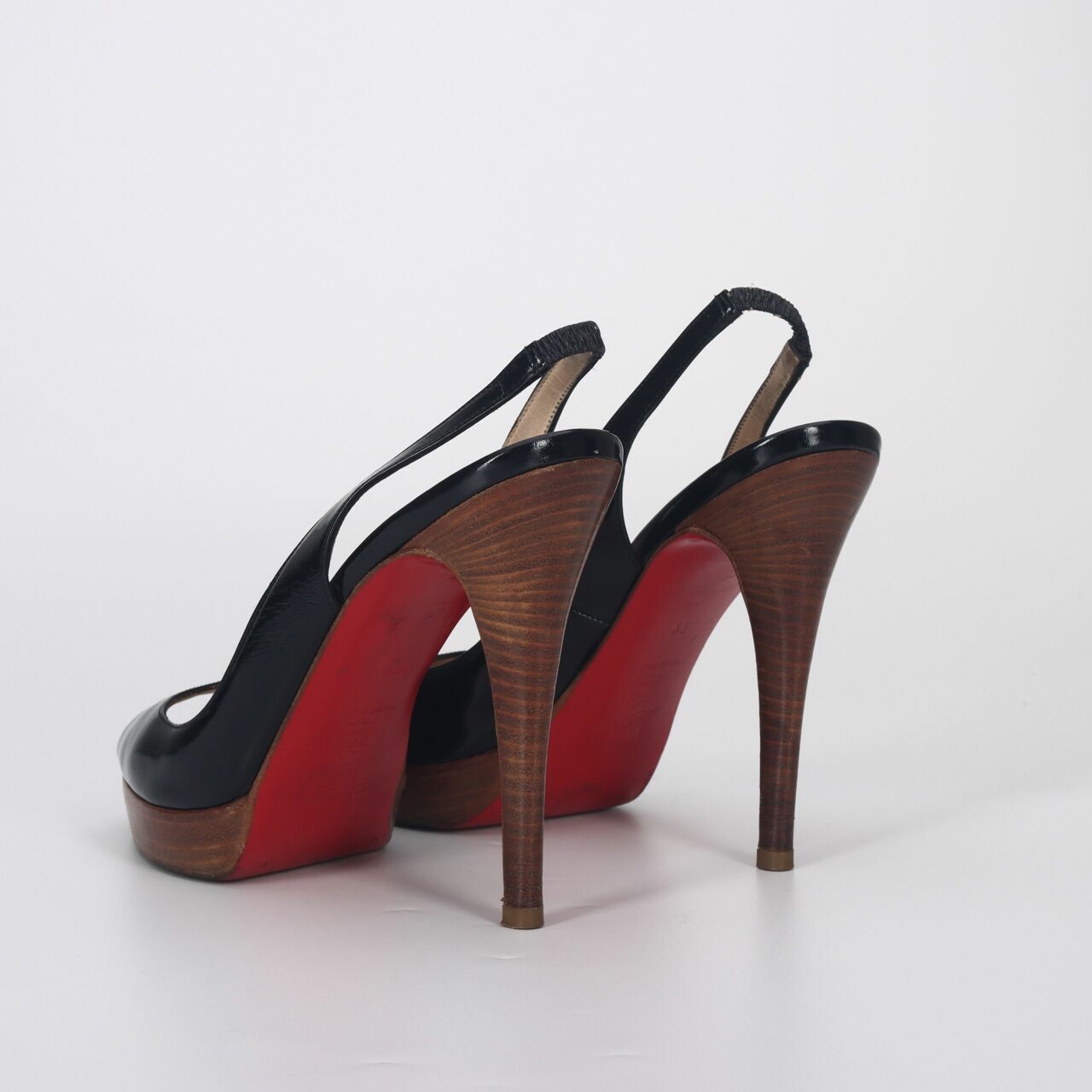 Christian Louboutin Patent Slingback Black Heels