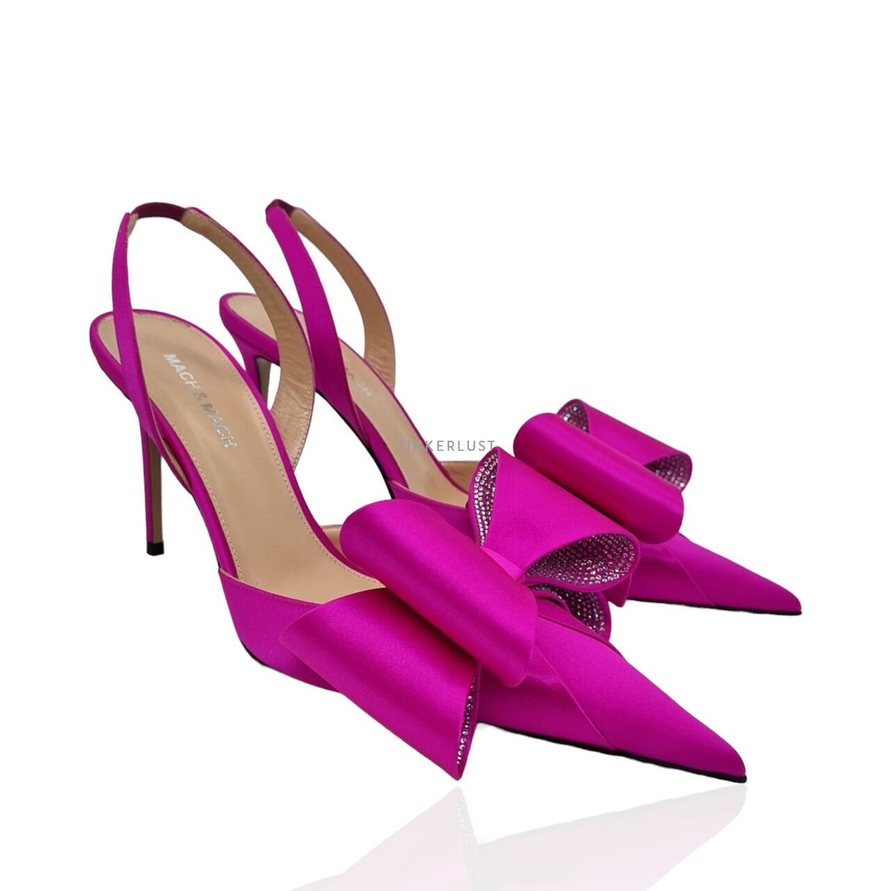 Mach & Mach Le Cadeau Fuchsia Satin Slingback Pump Heels