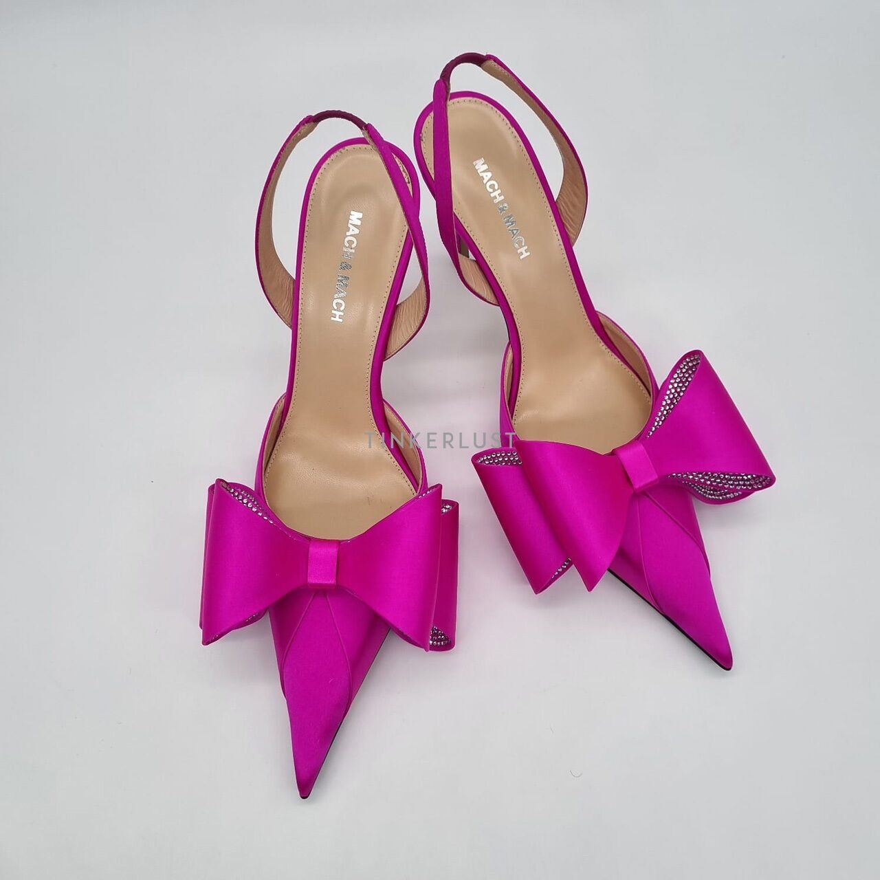 Mach & Mach Le Cadeau Fuchsia Satin Slingback Pump Heels