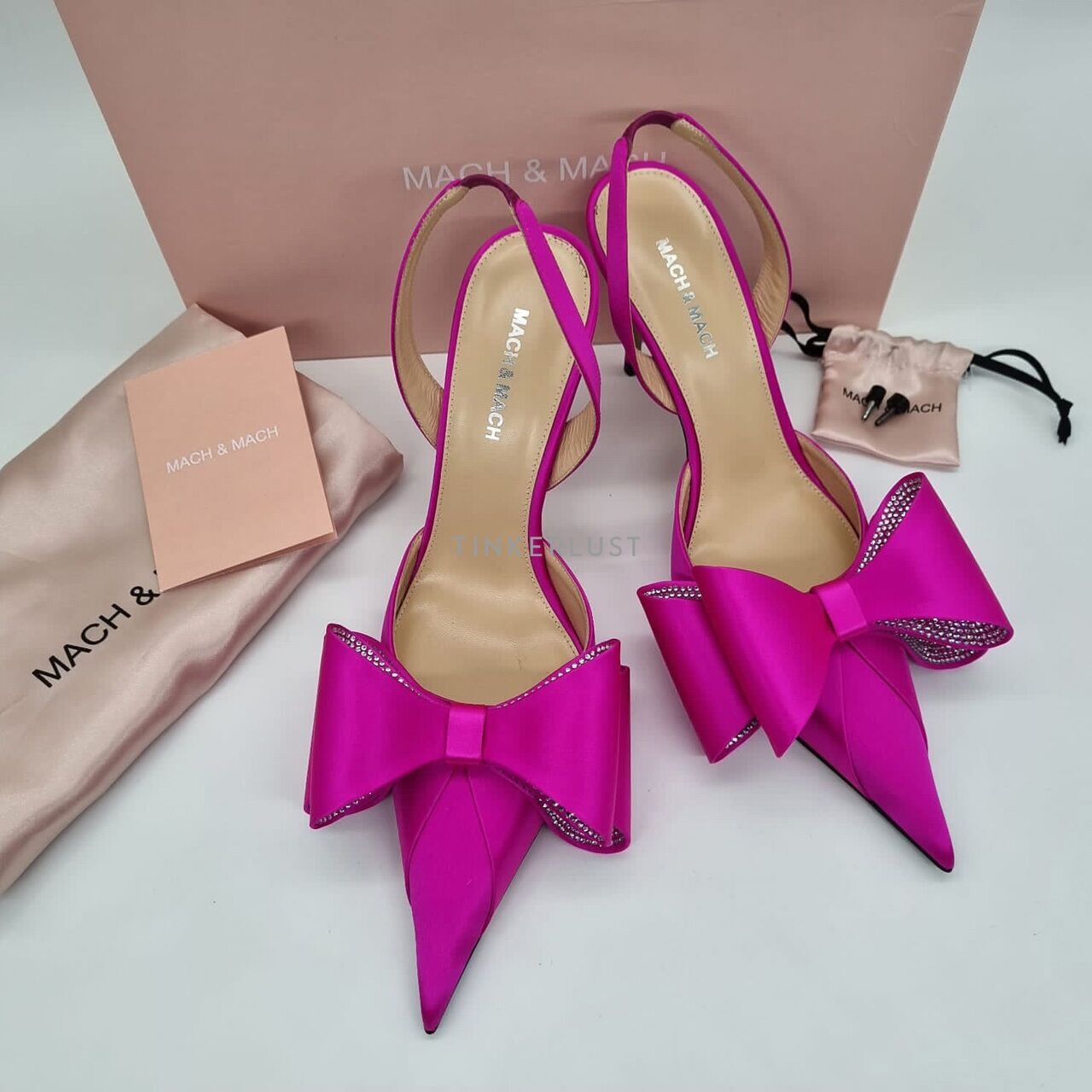 Mach & Mach Le Cadeau Fuchsia Satin Slingback Pump Heels