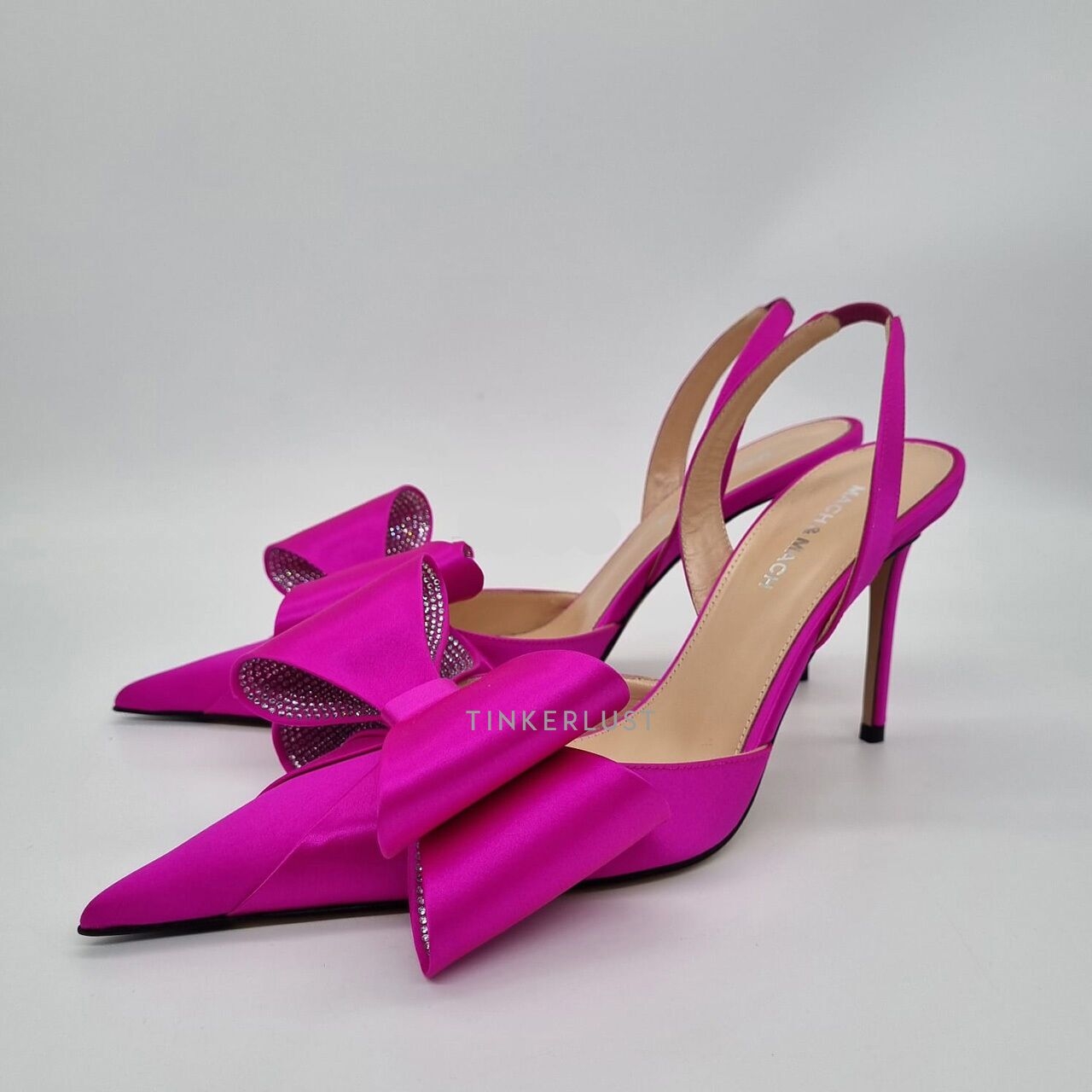 Mach & Mach Le Cadeau Fuchsia Satin Slingback Pump Heels